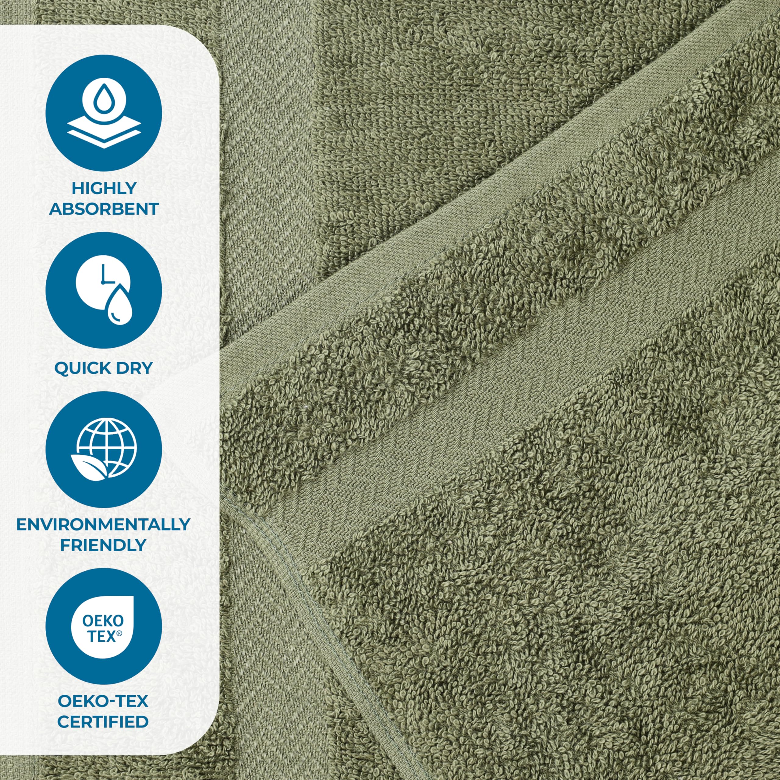 Premium 12-Piece Cotton Towel Set - 6 Face Towels, 4 Hand Towels & 2 Bath Towels | Ultra Absorbent, Quick Dry | Franklin Collection in Forest Green | Perfect for Home, Bathroom & Guest Essentials | Ideal for Spa Days, Gym & Luxury Bathing Experience