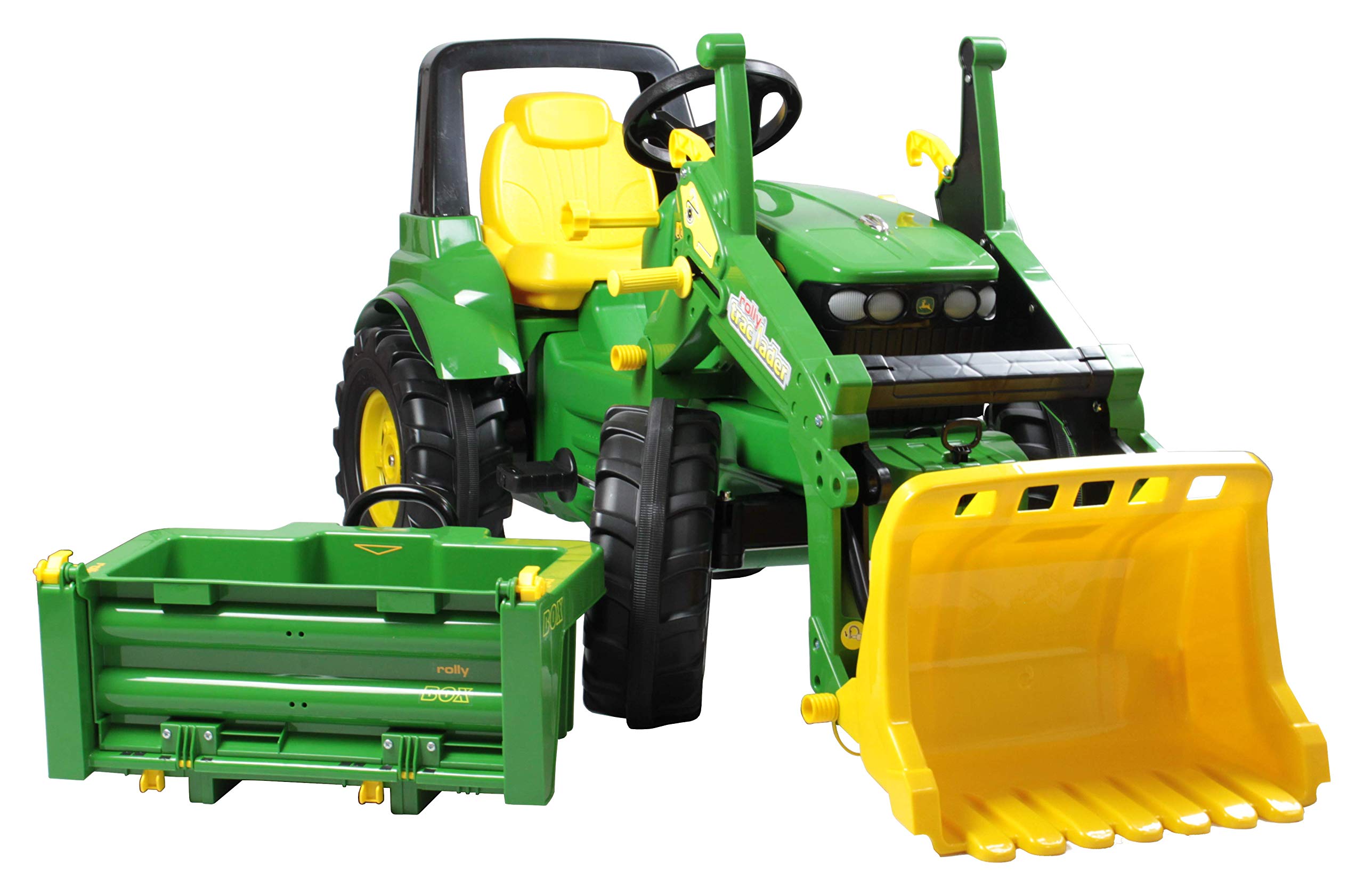 John Deere 7930 Pedal Tractor Toy for Kids Ages 3-8 with Front Loader, Transport Platform & Brake - Green Ride-On Tractor, 110 x 52 x 54 cm - Outdoor Farm Pretend Play & Backyard Fun