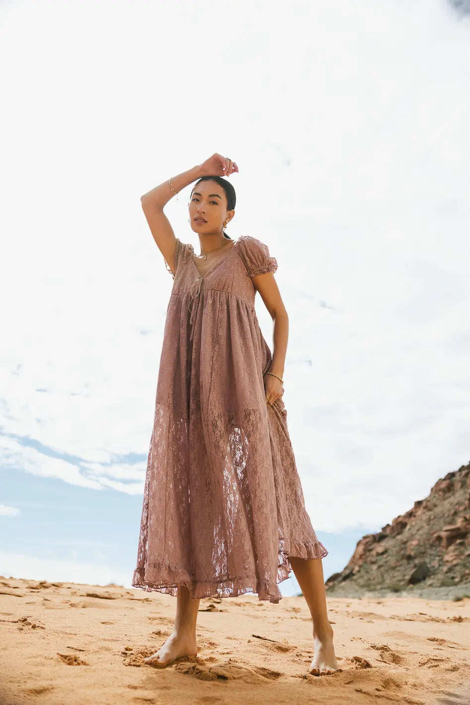 Bailey Lace Dress in Rose Pink - Elegant Floral Wedding Guest Dress & Special Occasion Outfit - Final Sale