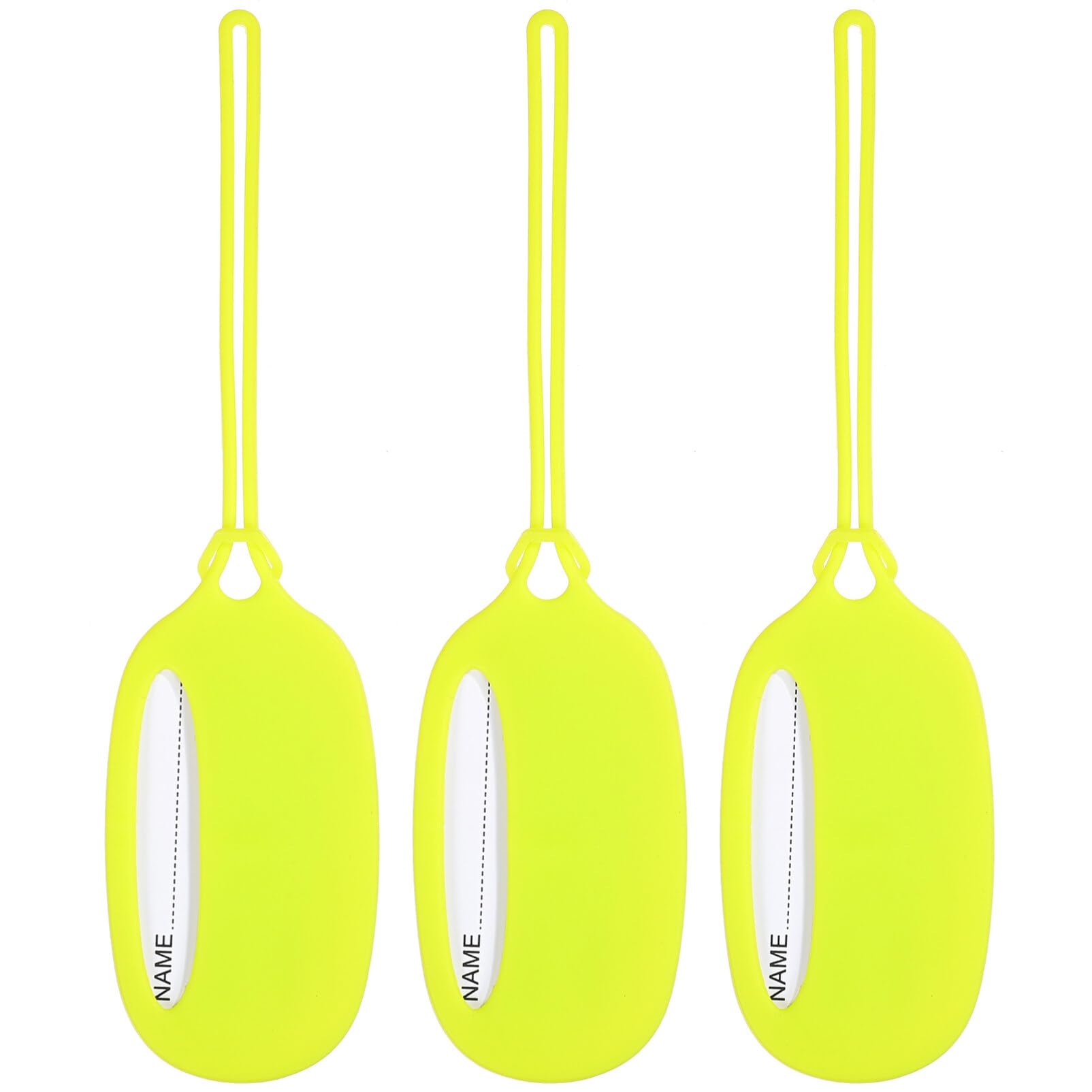 SAFIGLE Silicone Luggage Tags for Suitcases - 3 Pack Bright Yellow Travel Bag Tags with Privacy Name ID Card - Durable Baggage Labels for Kids & Adults - Perfect for Airports, Cruises & Business Trips