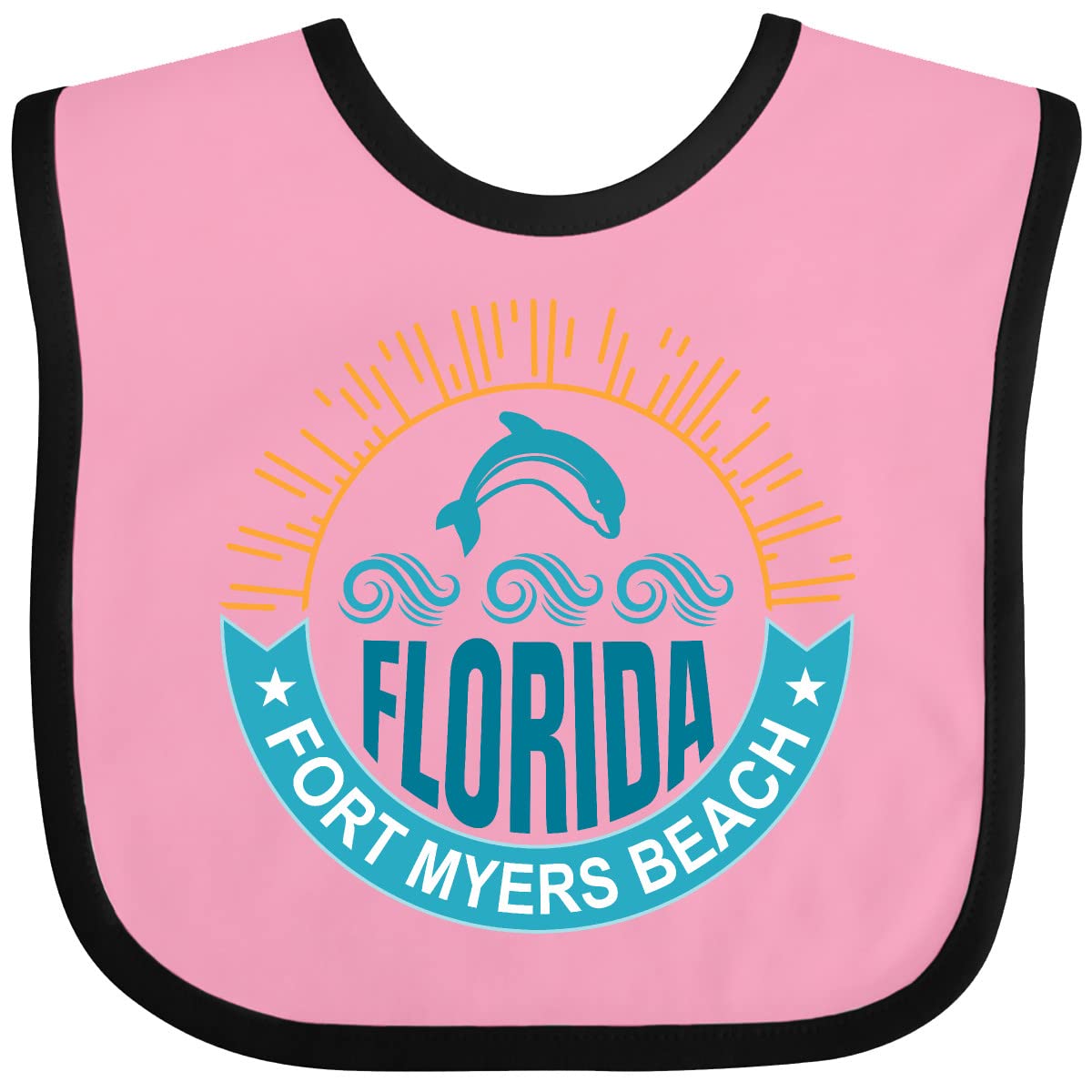 Inktastic Fort Myers Beach Florida Vacation Baby Bib - Soft Cotton Drool Bib for Infants & Toddlers - Perfect for Beach Trips, Travel, and Everyday Use