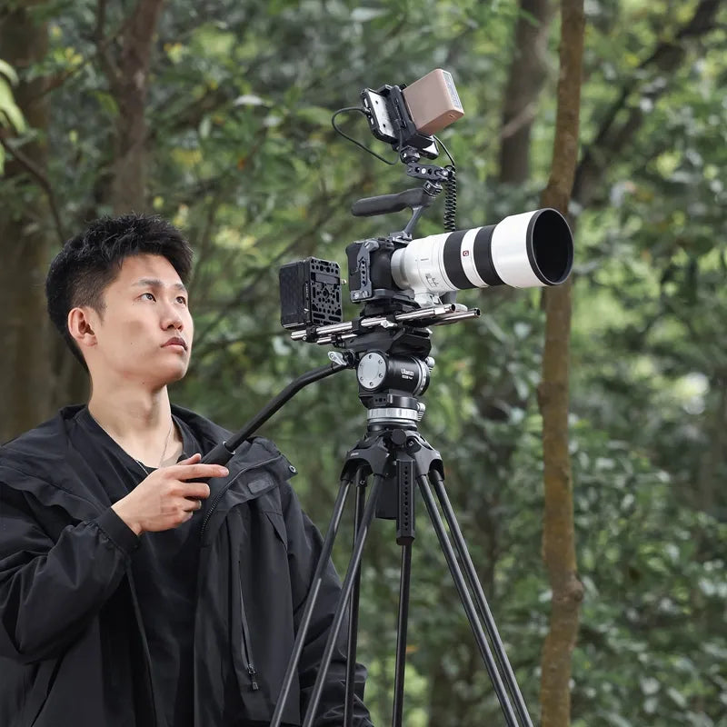 Ulanzi T045 VideoFast Heavy Duty Fluid Head Tripod - Professional Smooth Pan & Tilt for DSLR, Mirrorless, Camcorders - Perfect for Vlogging, Filmmaking, Travel Videos