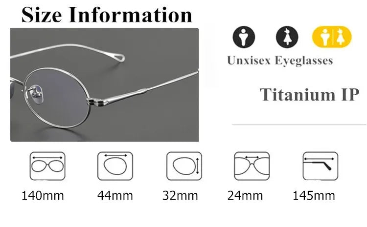 Aimee Unisex Full Rim Small Oval Round Titanium Eyeglasses Frame 85001 - Lightweight & Durable Eyewear for Men & Women - Perfect for Reading, Work, and Everyday Use