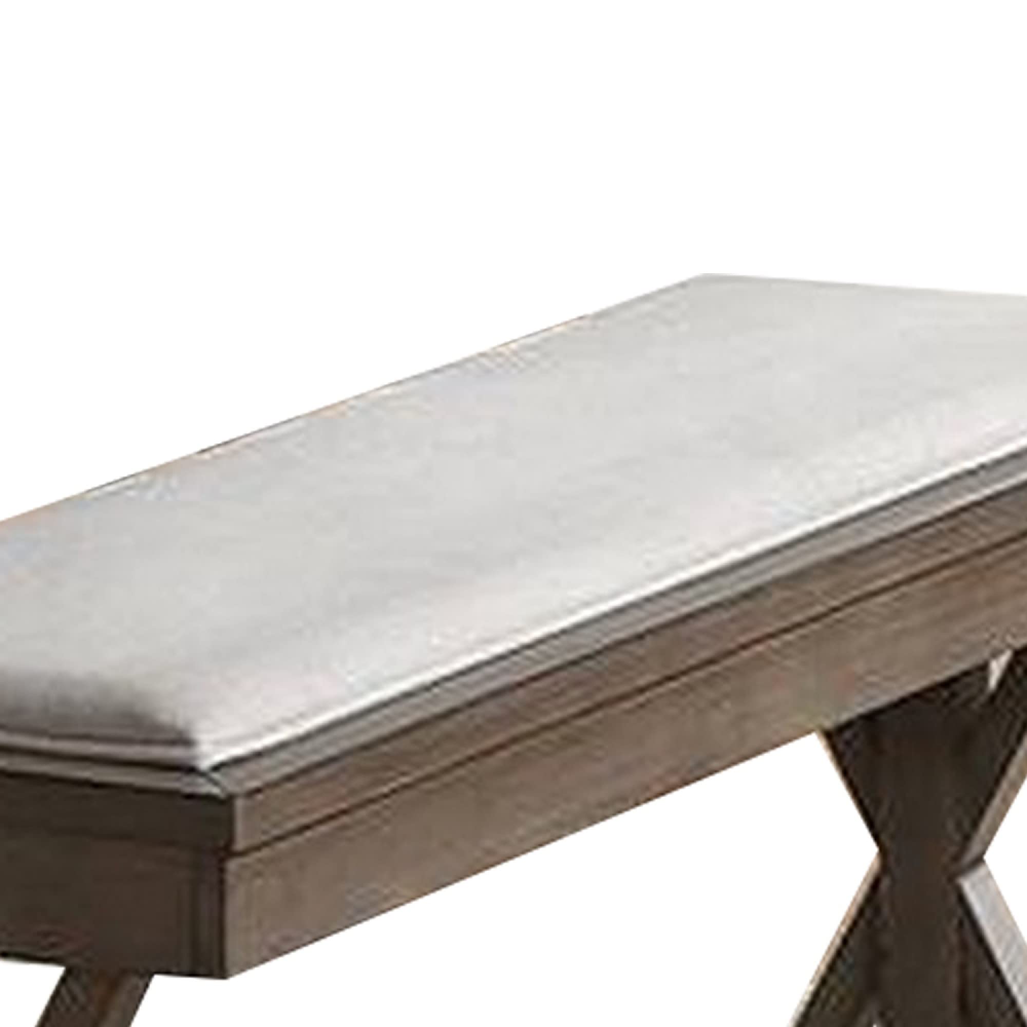 Benjara BM266494 Beige Dining Bench with Padded Seat & Double Pedestal Base - Perfect for Kitchen, Breakfast Nook, and Dining Room Decor
