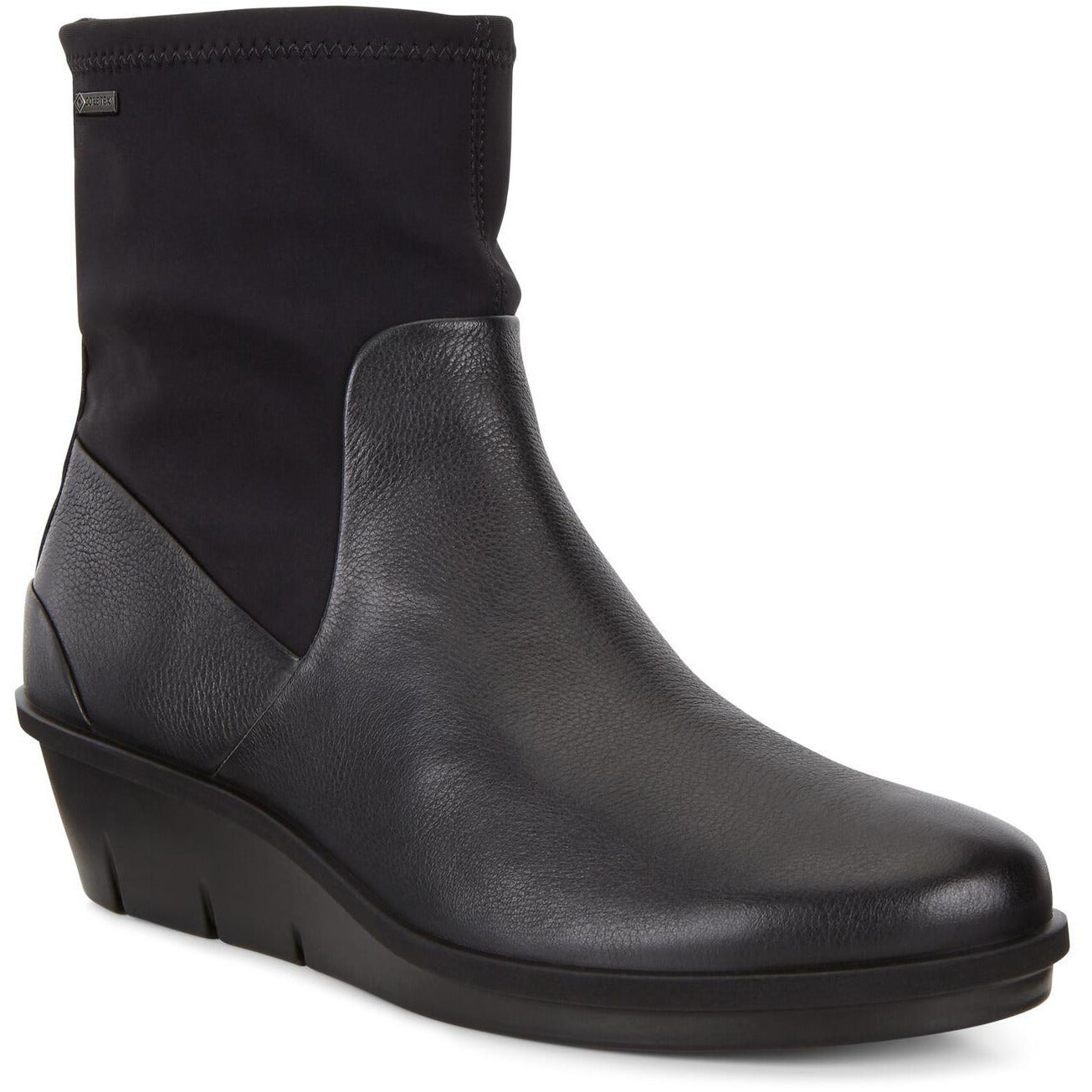 ECCO Skyler GTX Wedge Boots for Women - Waterproof Black Leather Ankle Boots with Gore-Tex | Comfortable & Stylish for Walking, Work, and Outdoor Activities