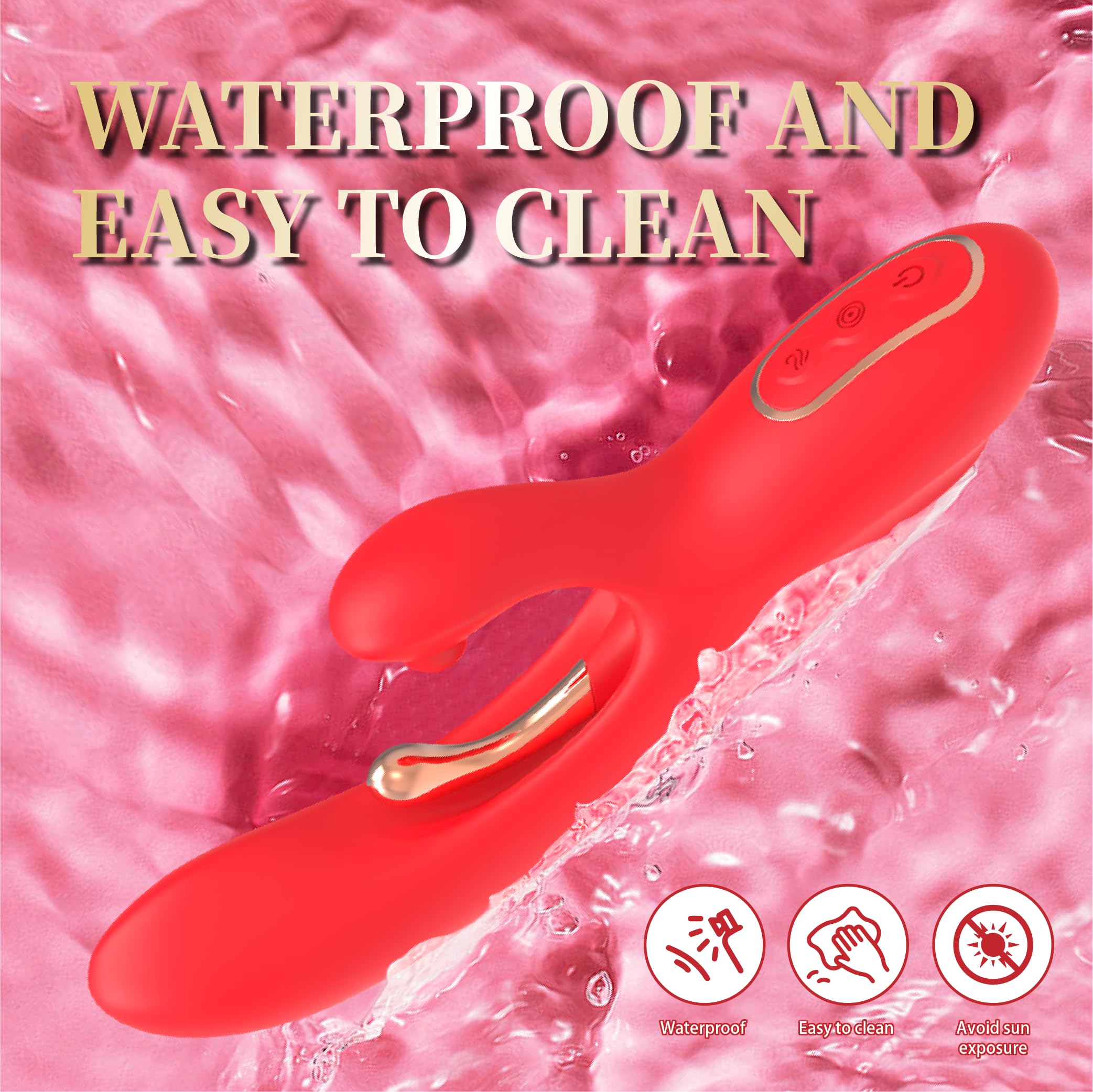 Powerful Rabbit Vibrator for Women - 9 Vibrating & 9 Flapping Patterns, G Spot & Clitoral Stimulator, Adult Sex Toy for Couples Games - Perfect for Solo Play & Romantic Nights (Red)