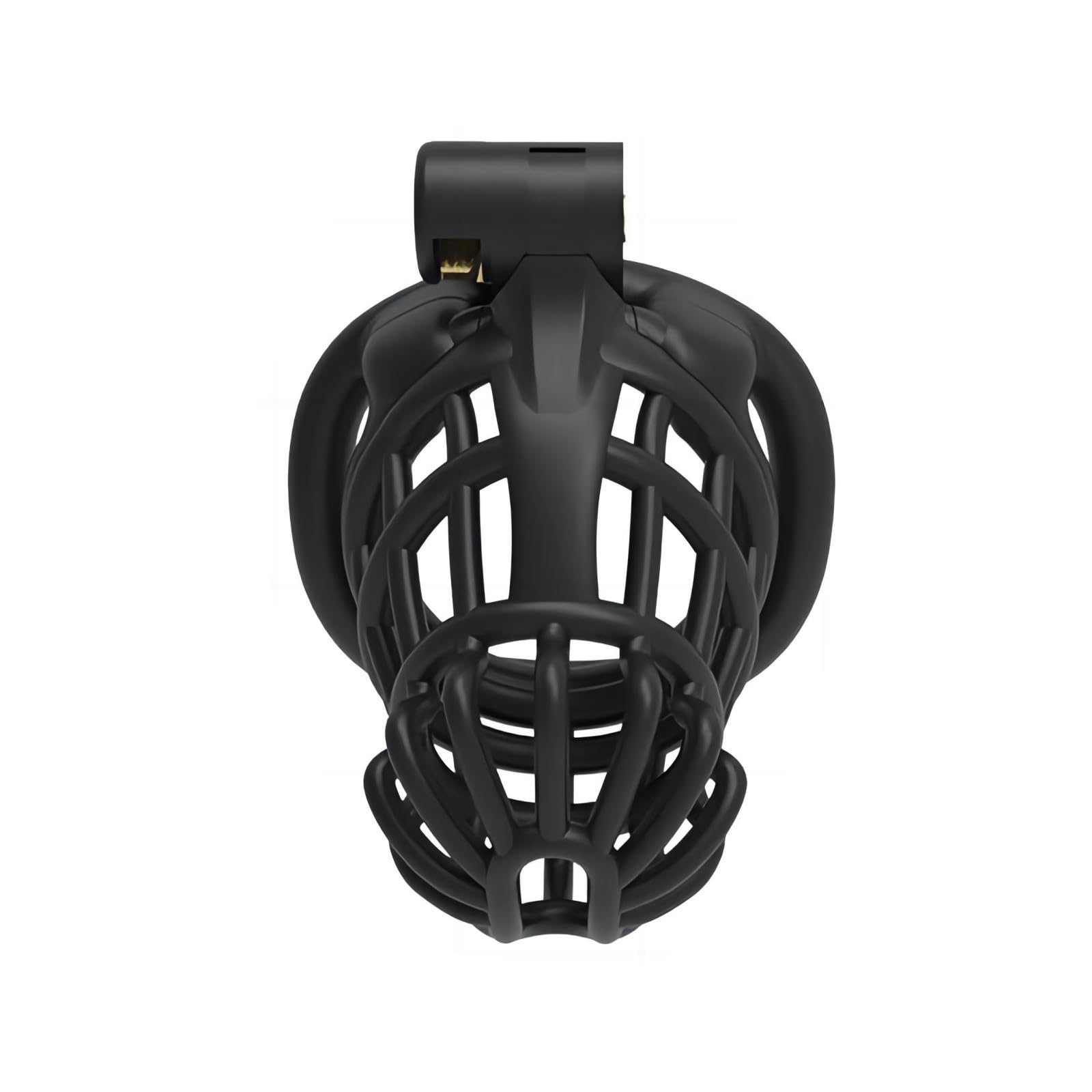 Lockable Hidden Penis Cage - Nylon Resin Chasteté Device with 4 Sizing Rings & 5 Coded Locks - SM Male Sex Toy for Penis Training (Flat Ring, Black) - Perfect for BDSM Play, Couples Bonding, and Solo Exploration