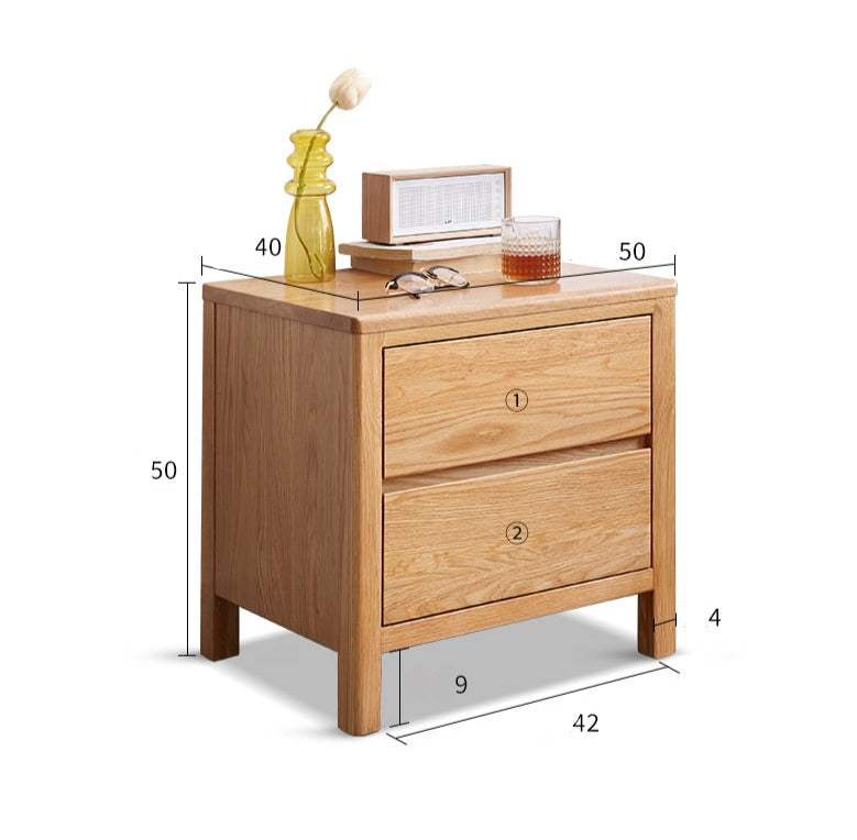 Solid Oak Wood Nightstand with Drawer - Rustic Bedside Table for Bedroom, Living Room & Office - Durable & Stylish Furniture for Home Decor