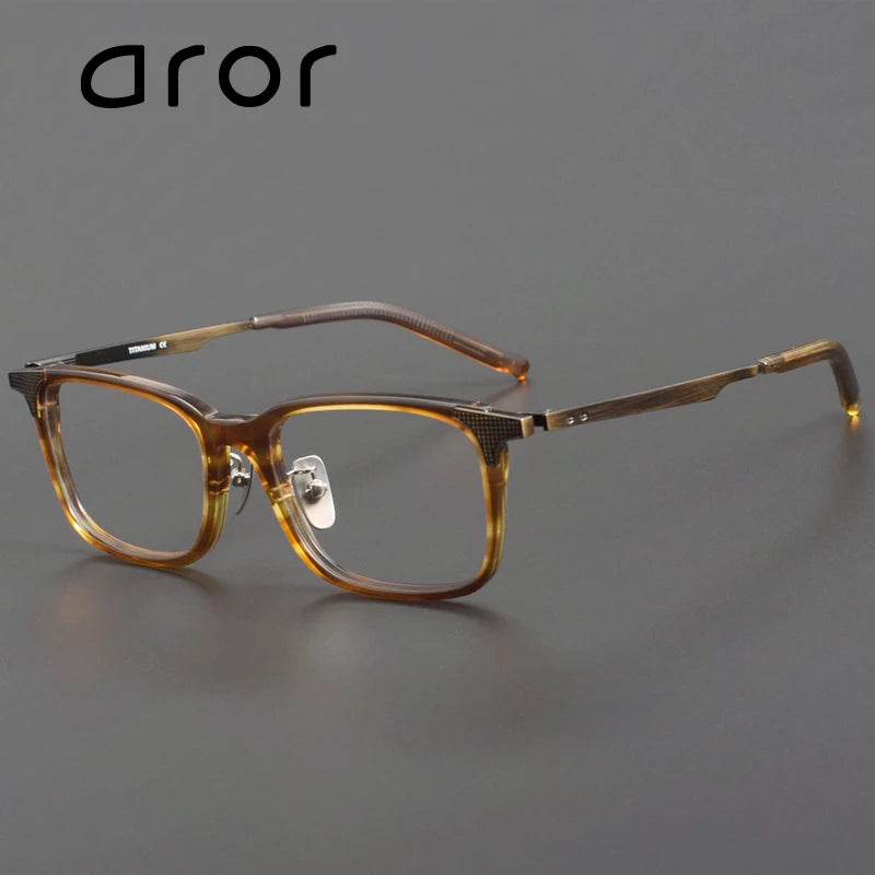 Aror Unisex Full Rim Square Acetate Titanium Eyeglasses - Lightweight & Durable Frame for Men & Women - Perfect for Reading, Work, and Everyday Use