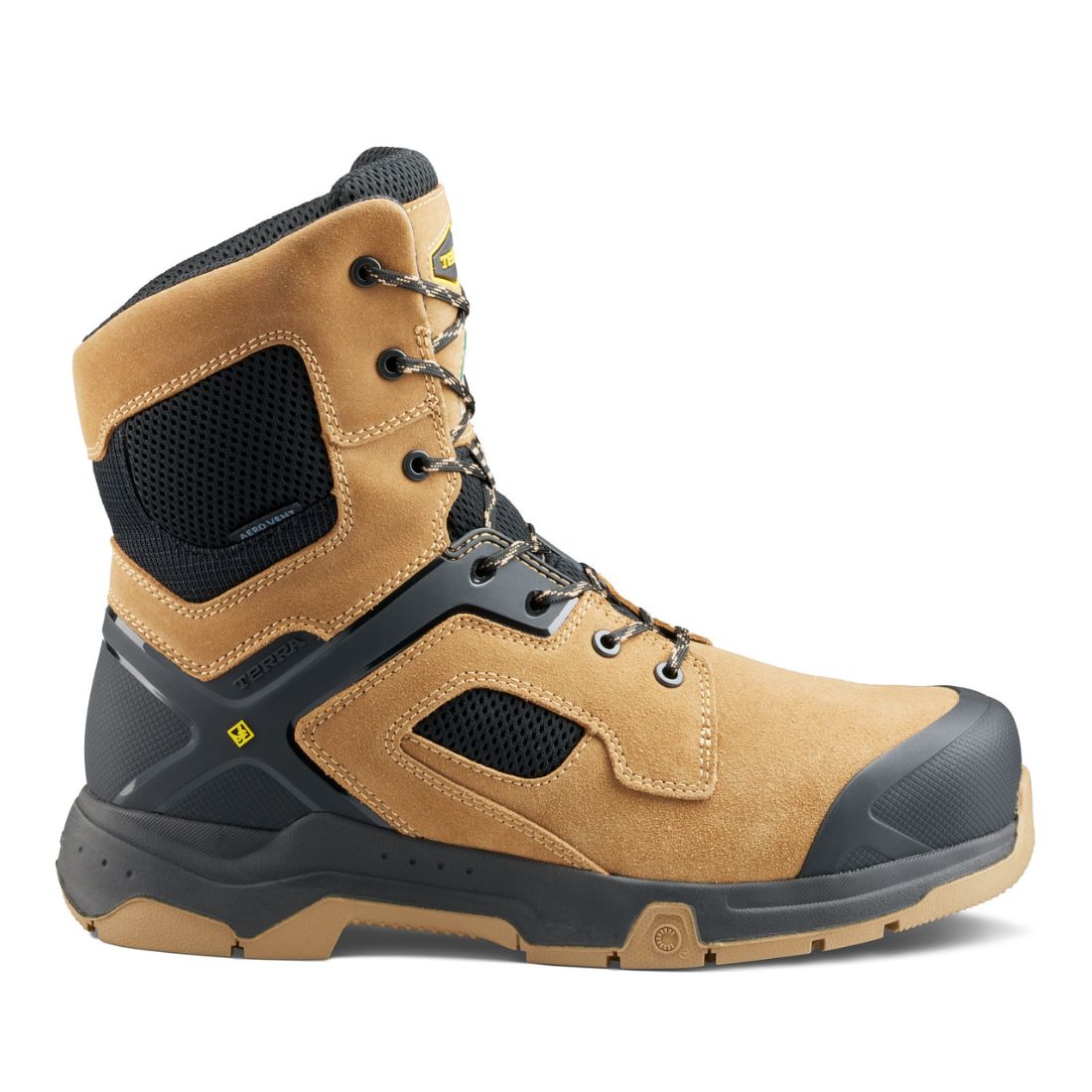 Terra Cobalt Men's Size 8 Composite Toe Work Boots - OSHA Approved Safety Shoes 1280TN in Tan | Slip Resistant & Electrical Hazard Protection for Construction, Warehouse & Industrial Work