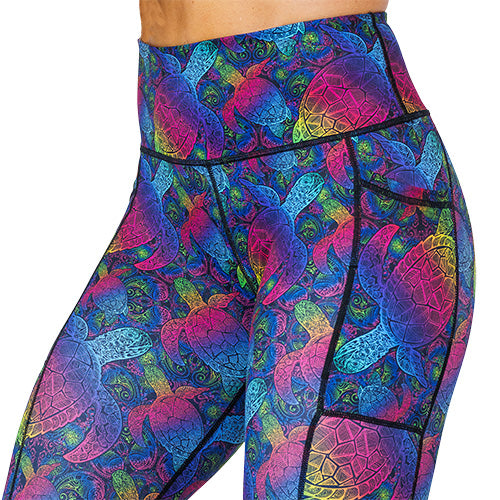 Rainbow Turtle Print Yoga Leggings for Women - High Waisted Stretchy Workout Pants - Perfect for Yoga, Running & Casual Wear