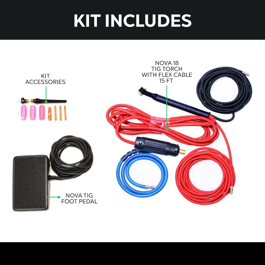 NOVA Tig Welding Accessory Kit - Compatible with Everlast PowerPro 256Si Welder - Perfect for Metal Fabrication, DIY Projects & Professional Welding Jobs