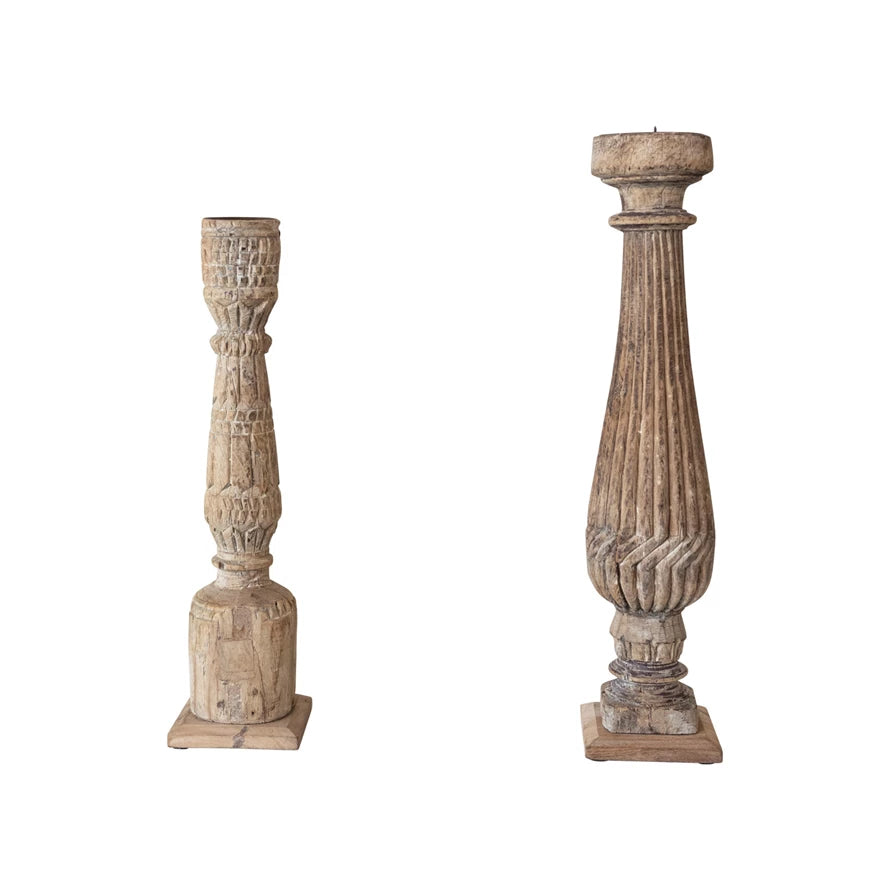 Elegant Hand-Carved Pillar Candle Holder - Vintage Home Decor for Weddings, Dining Tables & Romantic Ambiance
