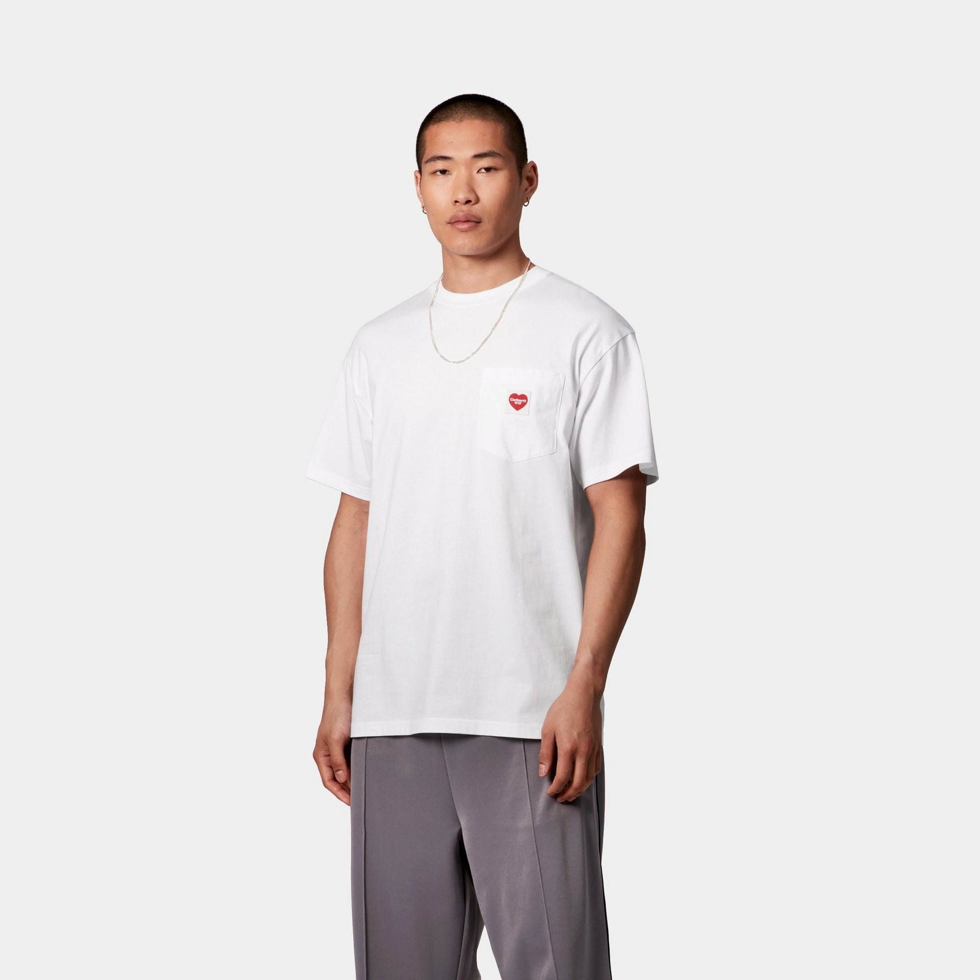 Pocket Heart T-Shirt for Women & Men - Soft Cotton Crewneck Tee in White & Red | Casual Wear, Date Night, Everyday Outfit