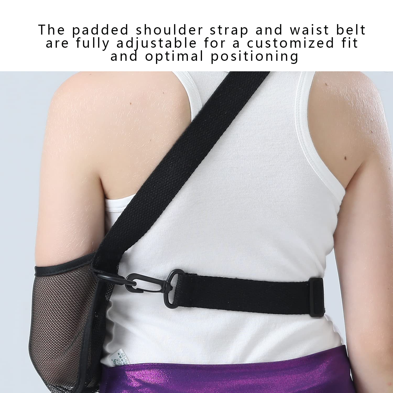 **Kids Mesh Arm Sling with Waist Strap - Pediatric Shoulder & Elbow Support for Injuries, Dislocations & Fractures - Comfortable & Adjustable for Daily Use, Sports & Recovery**