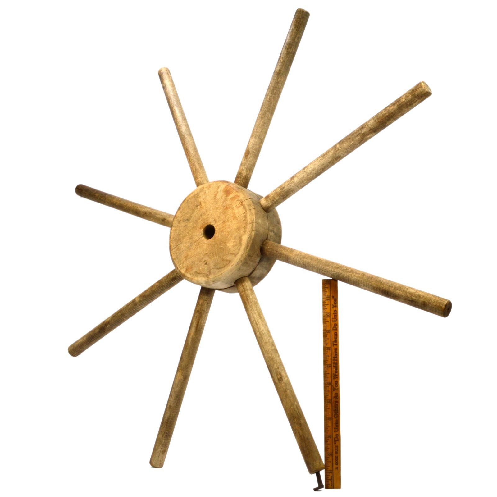 Vintage Treen Top Candle Drying Rack - 32 Inch Diameter 8-Spoke Dripper Stand for Herbs, Candles & DIY Crafts - Perfect for Candle Making, Herb Drying & Home Decor