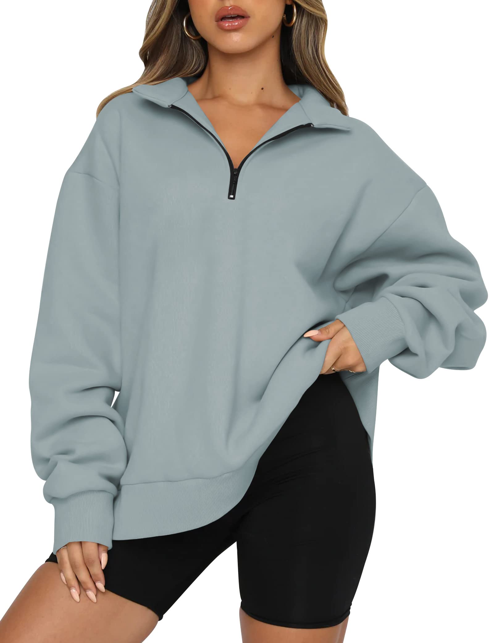 Automet Women's Oversized Half Zip Pullover Sweatshirt | Long Sleeve Quarter Zip Hoodie | Y2K Fashion for Teen Girls | Perfect for Fall Layering, Casual Outfits & Streetwear Looks