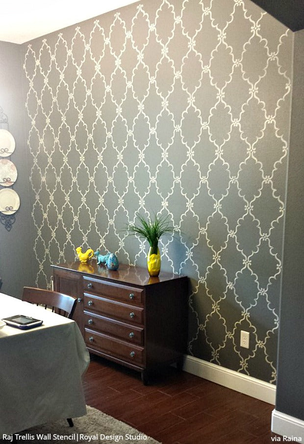 Raj Trellis Indian Wall Stencil - DIY Home Decor Stencil for Wall Painting, Mehndi & Mandala Art - Perfect for Bedroom, Living Room, and Nursery Wall Designs
