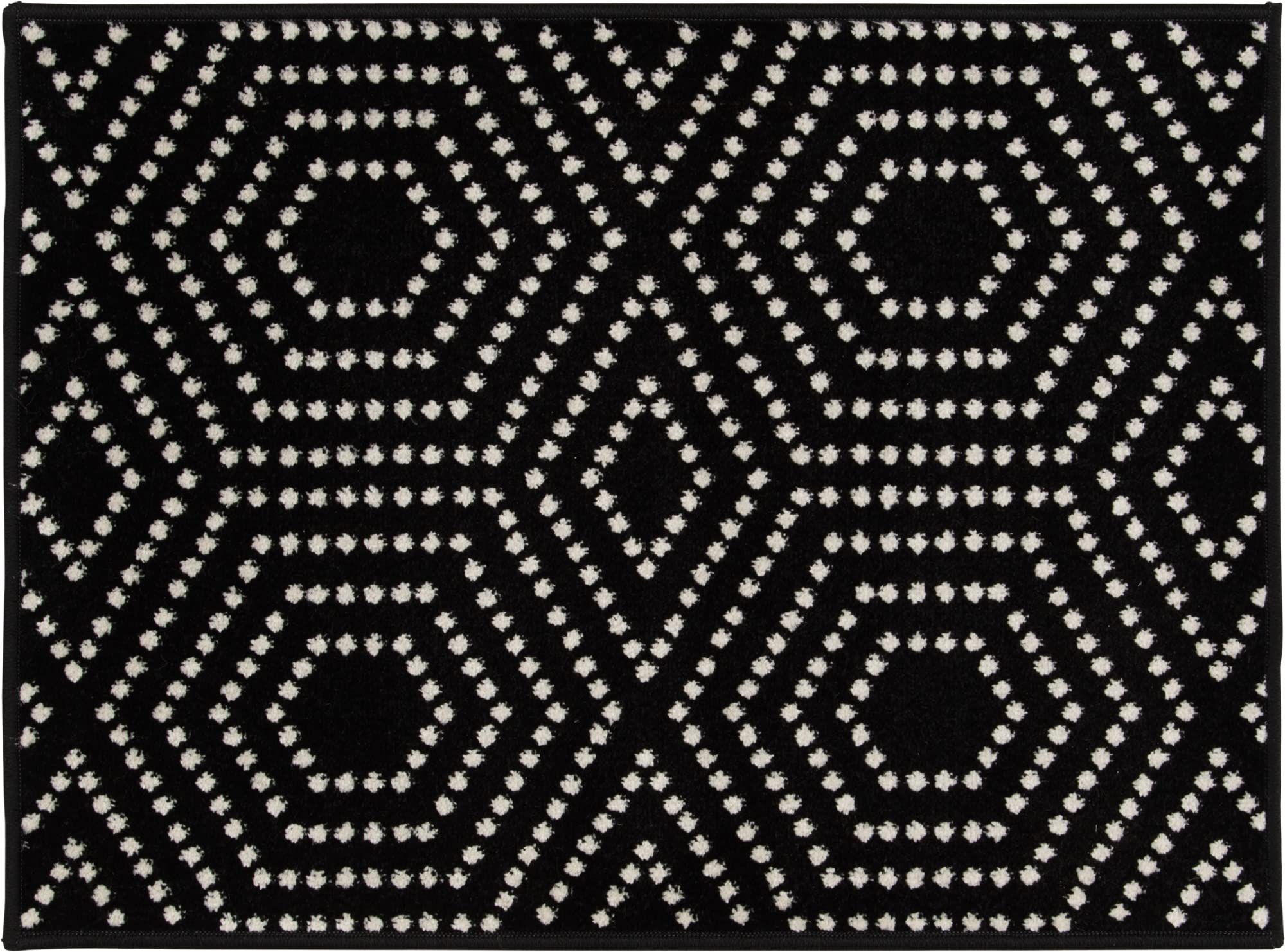 Tecopa Kaharie 2' x 3' Black Geometric Area Rug - Non-Slip Indoor Outdoor Carpet for Living Room, Bedroom, Patio & Entryway Decor