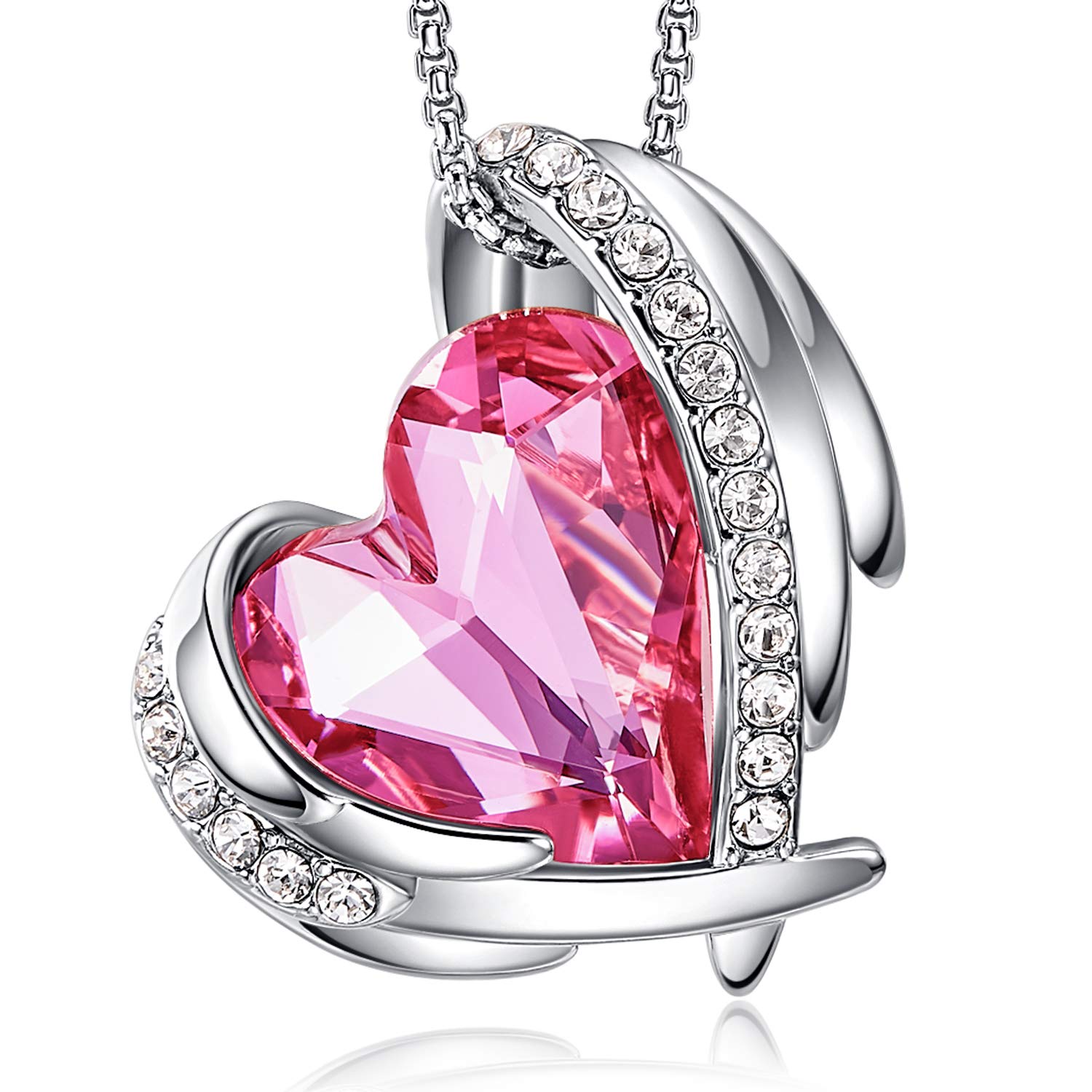 CDE Love Heart Pendant Necklace for Women - Sterling Silver & Rose Gold Plated with Genuine Crystals, Birthstone Jewelry | Perfect Gift for Christmas, Mother's Day, Birthday, Anniversary & Valentine's Day | Elegant Everyday Wear & Special Occasion Accessory