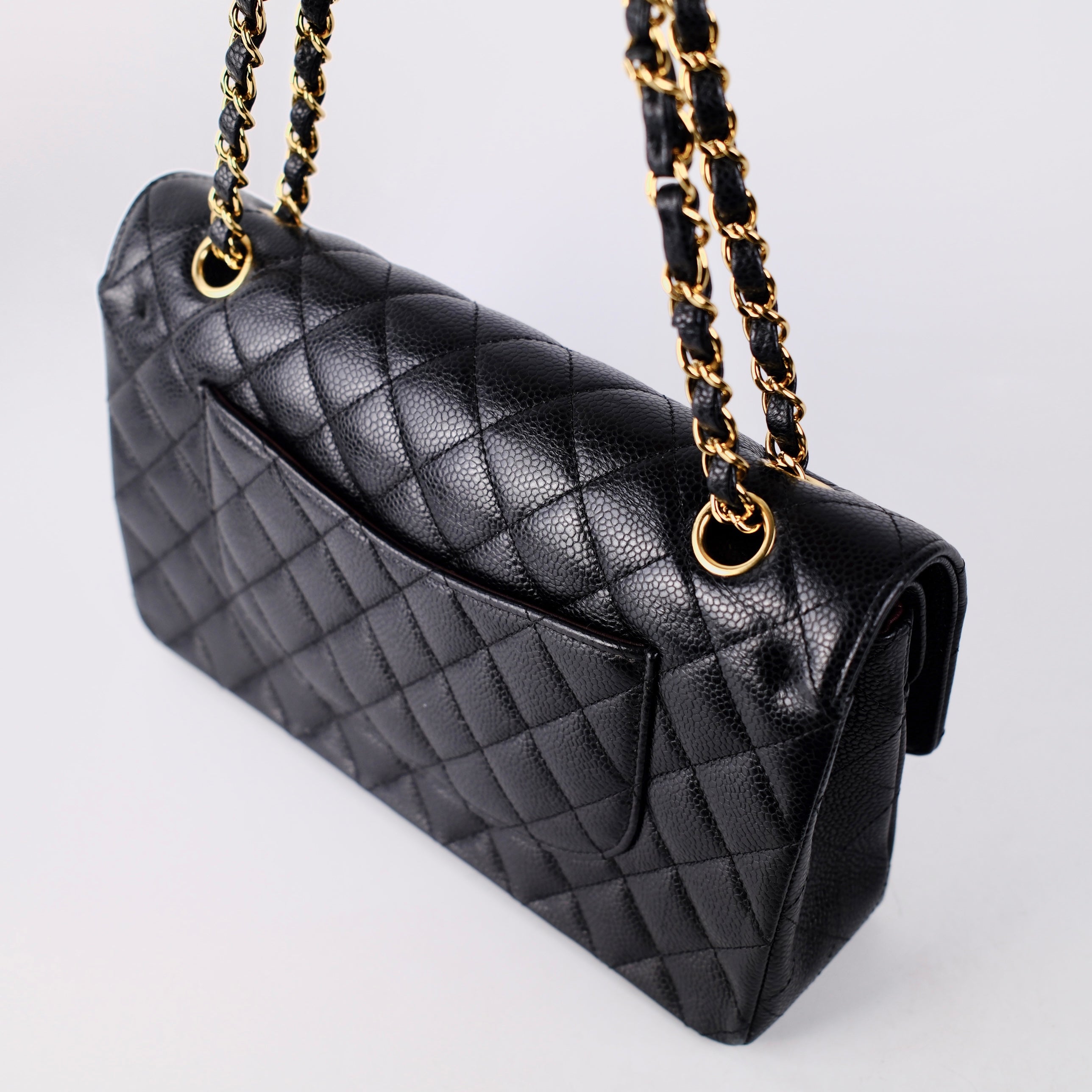 Authentic Chanel Medium M/L Black Caviar Classic Flap Bag 23 Series - Luxury Handbag for Women, Perfect for Parties, Work & Everyday Elegance