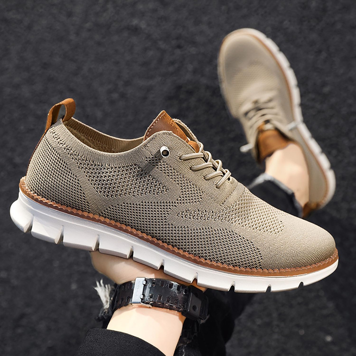 QQLADY Men's Breathable Oxford Shoes - Ultra Comfortable Business Casual Sneakers with Arch Support for Walking, Tennis & Office Wear | Slip-On Boat Shoes for Men | Perfect for Daily Commute, Work & Outdoor Activities