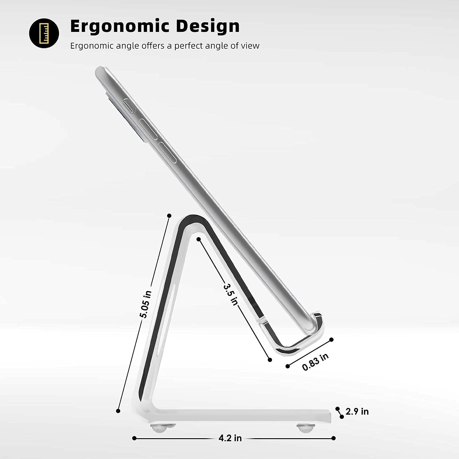 Clear Acrylic Phone Stand for Desk - Universal Smartphone & Tablet Holder Compatible with iPhone 13 Pro Max/Mini/11/XR/8/SE & Android Devices - Perfect for Home Office, Bedside, Kitchen Counter & Desk Organization Accessories