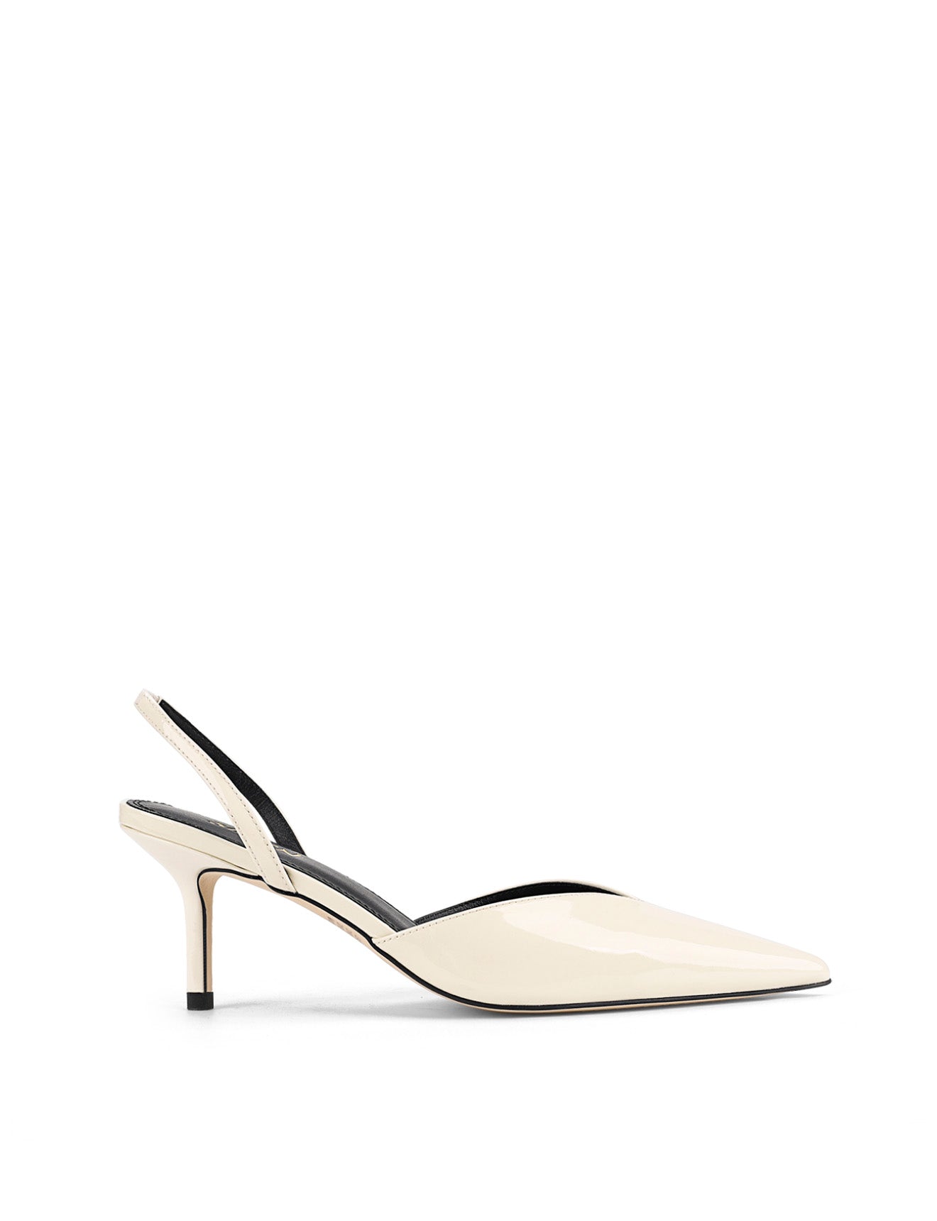 Yoco Slingback Kitten Heels - Women's Pointed Toe Low Heel Pumps in Chalk White Patent Leather | Perfect for Office, Wedding & Special Occasions