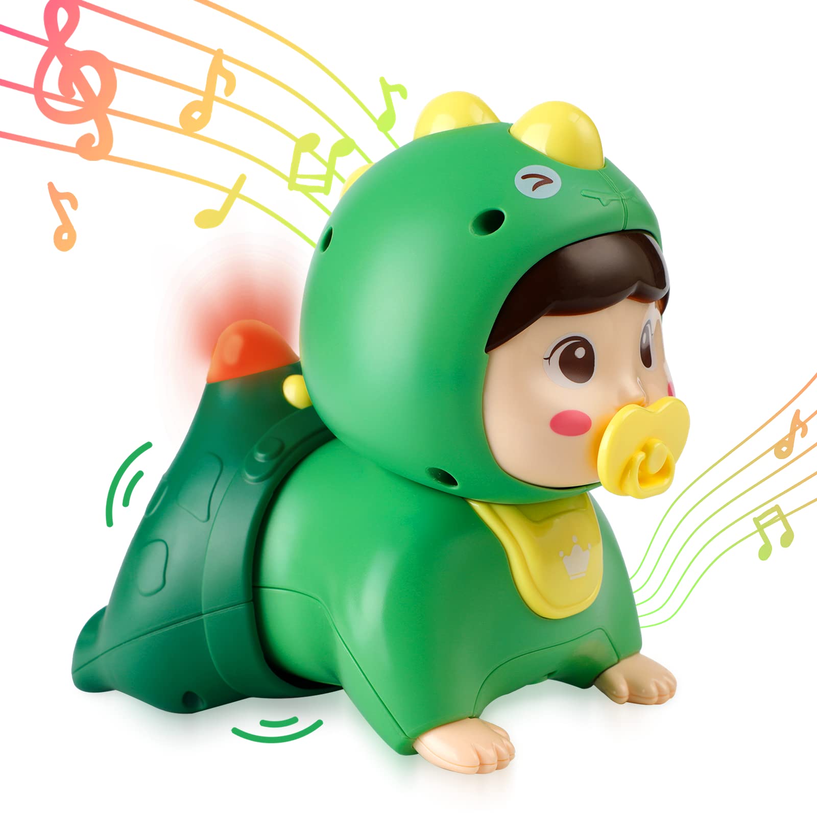 ToyoFun Interactive Crawling Dinosaur Baby Toy - Educational Learning Developmental Toy with Music & LED Lights for Toddlers - Perfect Gift for Boys & Girls | Fun Playtime, Birthday Present, Early Childhood Development