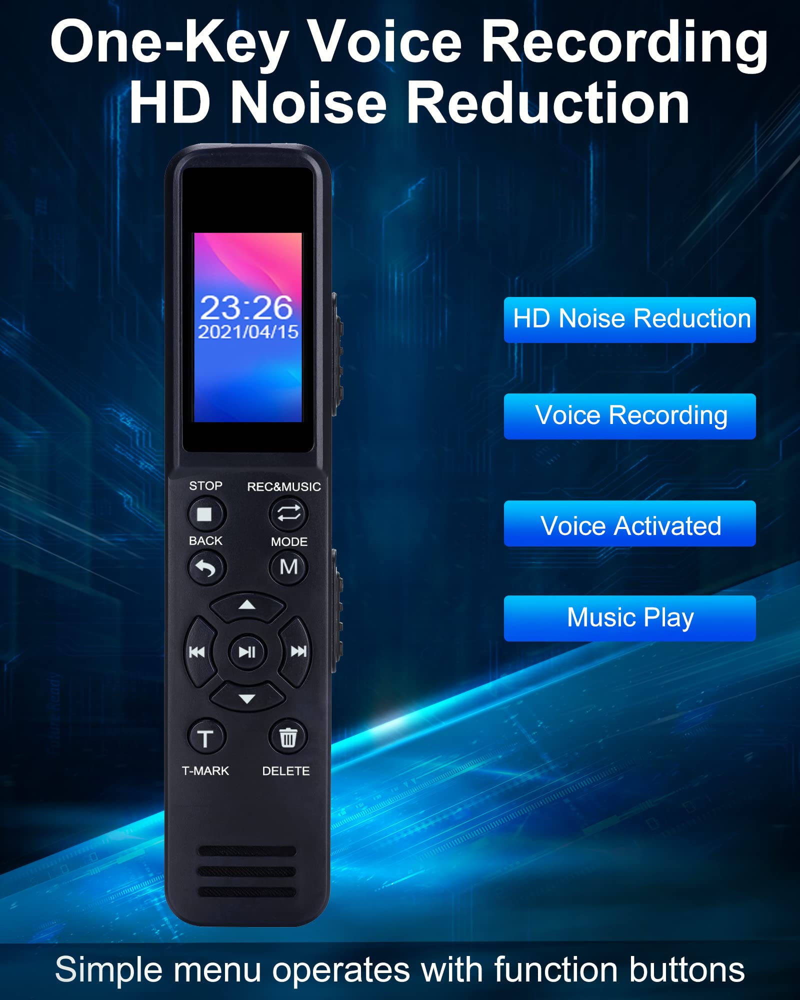 Upgraded Digital Voice Recorder with Voice Activation & USB Charging - Compact MP3 Audio Recorder for Lectures, Meetings, Interviews - Perfect for Students, Journalists & Professionals
