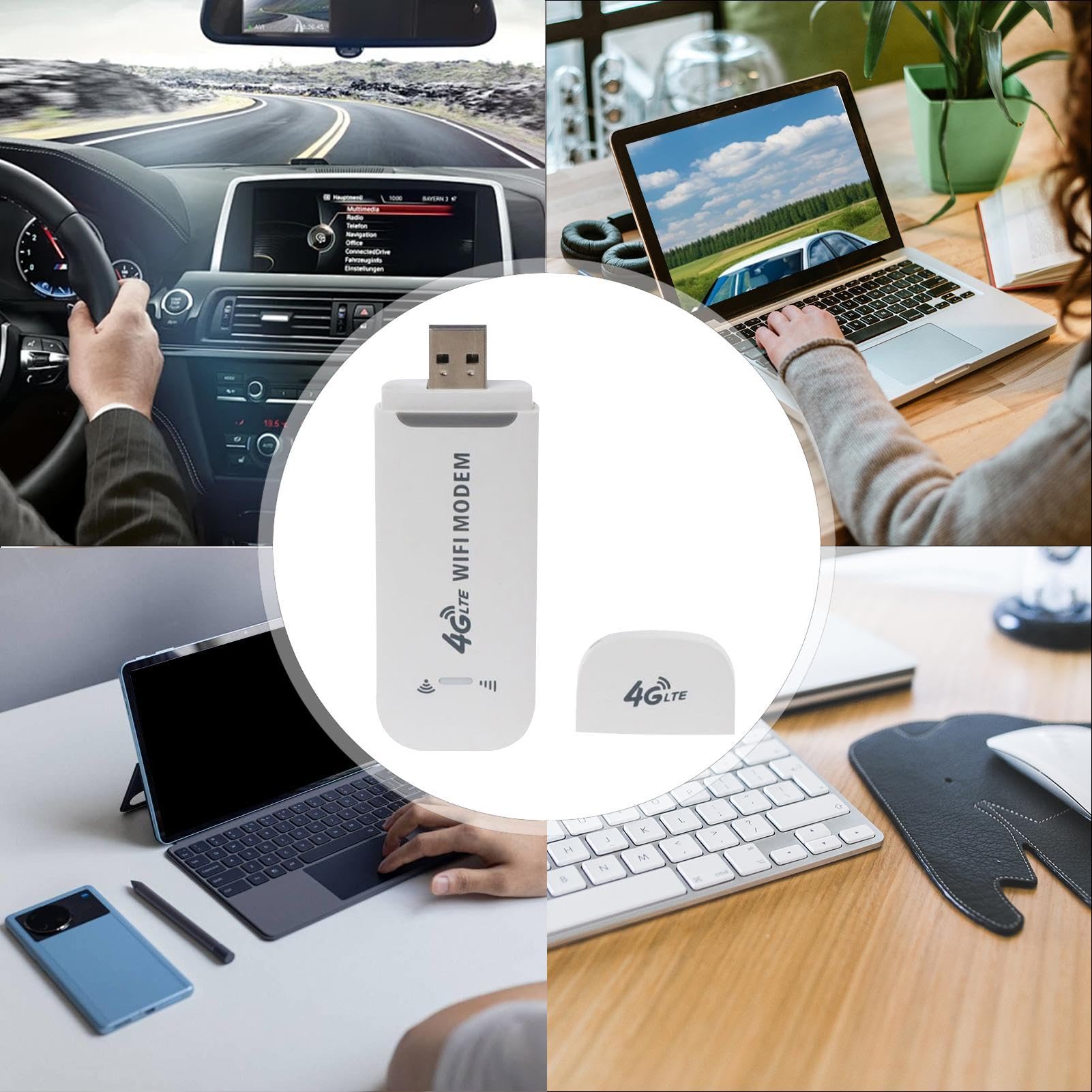 High-Speed USB Internet Dongle - 4G LTE External USB Modem with Antenna for Desktop & Laptop - Portable Cellular Data Modem for Remote Areas, Travel & Home Office Use