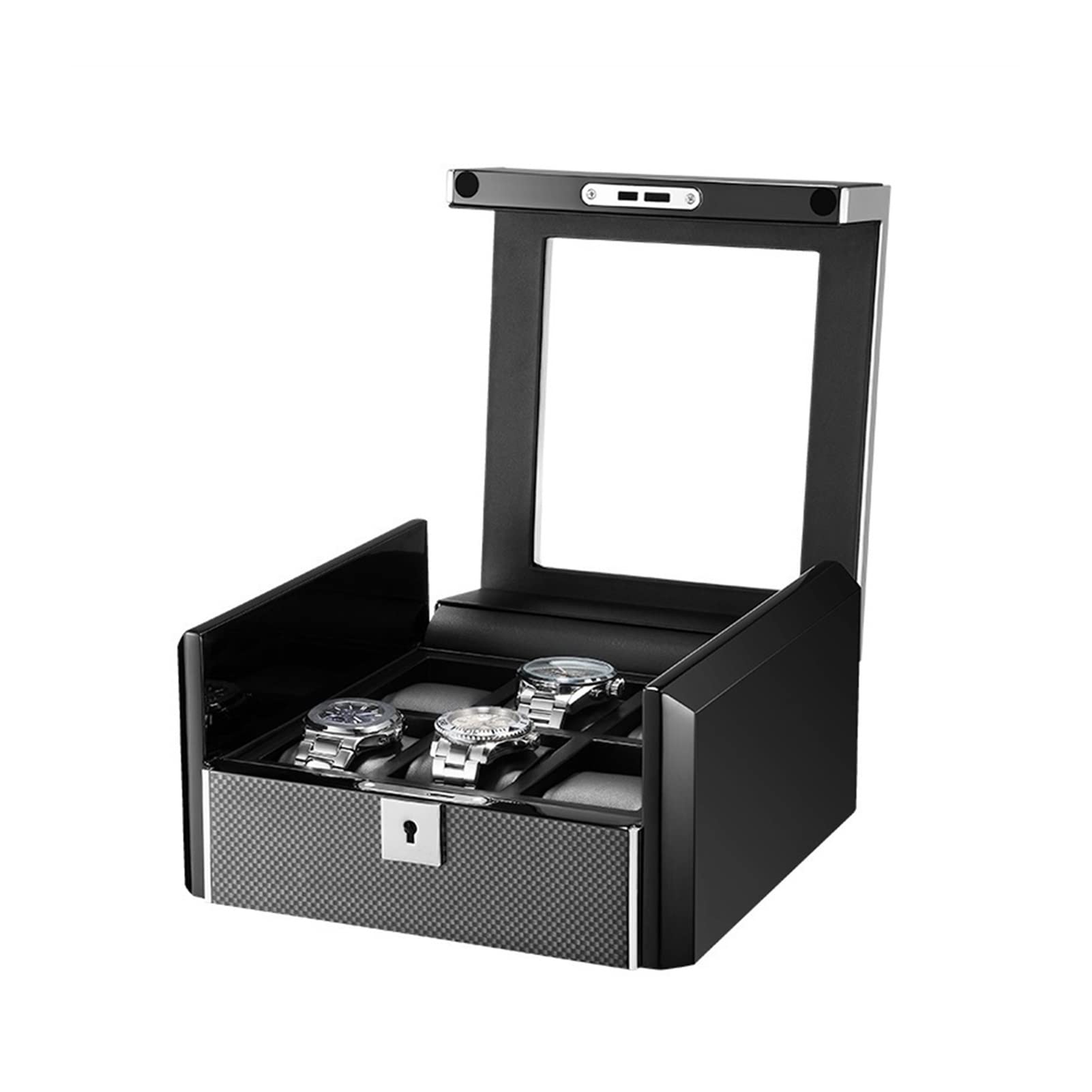 Luxury Black Watch Box with 6 Grids - Premium Watch Display & Storage Case for Men & Women - Perfect for Travel, Home, and Office Organization (Color: 2)
