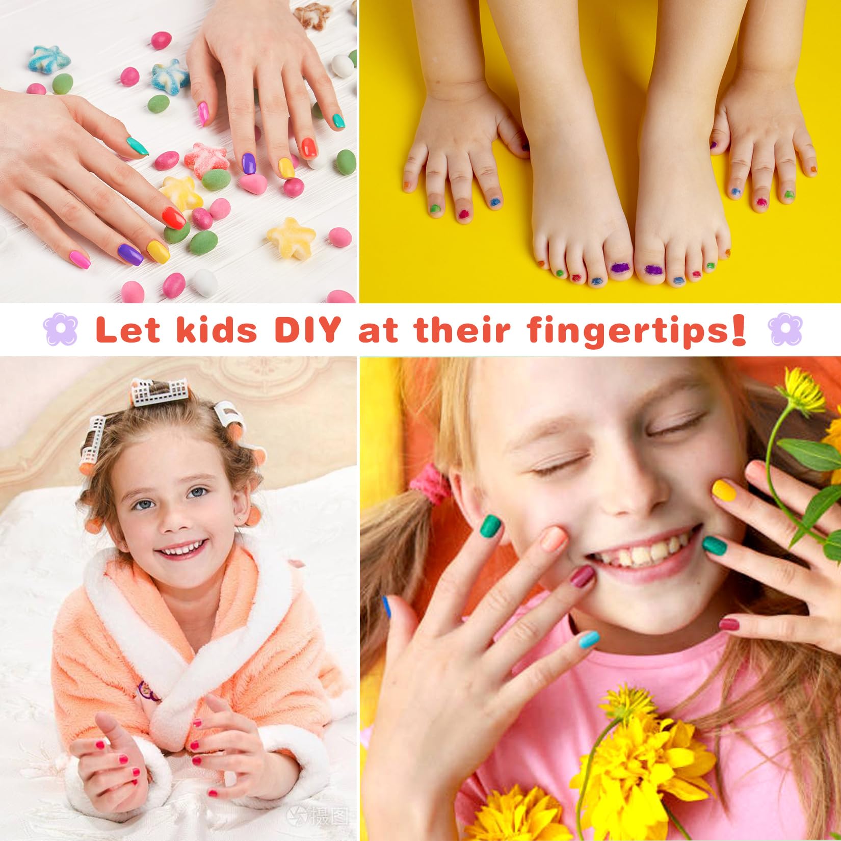 12 Colors Non-Toxic Kids Nail Polish Kit - Water-Based, Safe, Low Odor, Quick Dry & Peel-Off Nail Art Set for Girls Ages 3-12 | Perfect for Birthday Gifts, Playdates & DIY Home Manicures