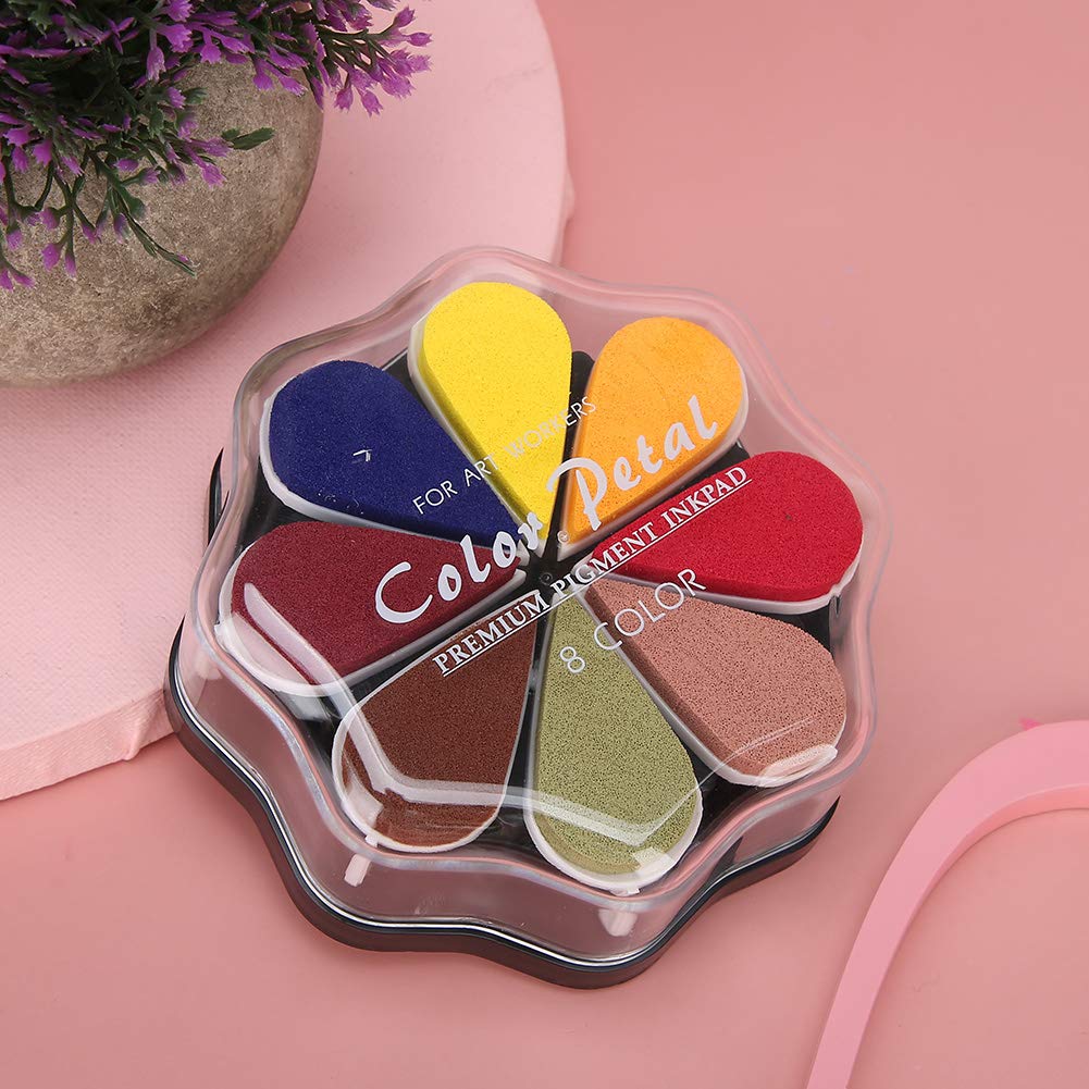 8-Color Petal Shape Stamp Ink Pad Set - Strong Coverage for DIY Crafts, Clay, Wax & Wood Stamping - Perfect for Scrapbooking, Card Making & Art Projects (Provence Style)