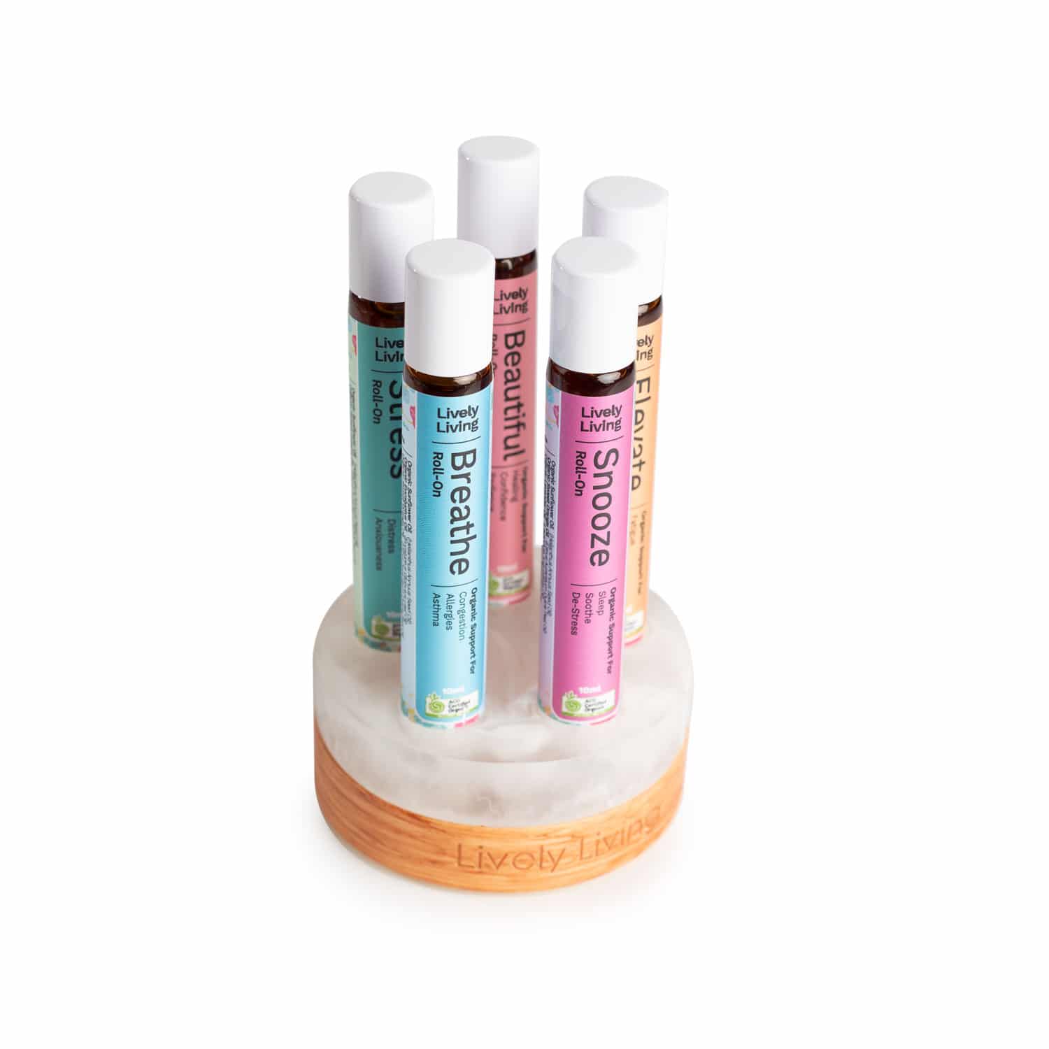 5-Pack Roll On Essential Oils with Bonus Stand - Portable Aromatherapy for Stress Relief, Sleep & Travel