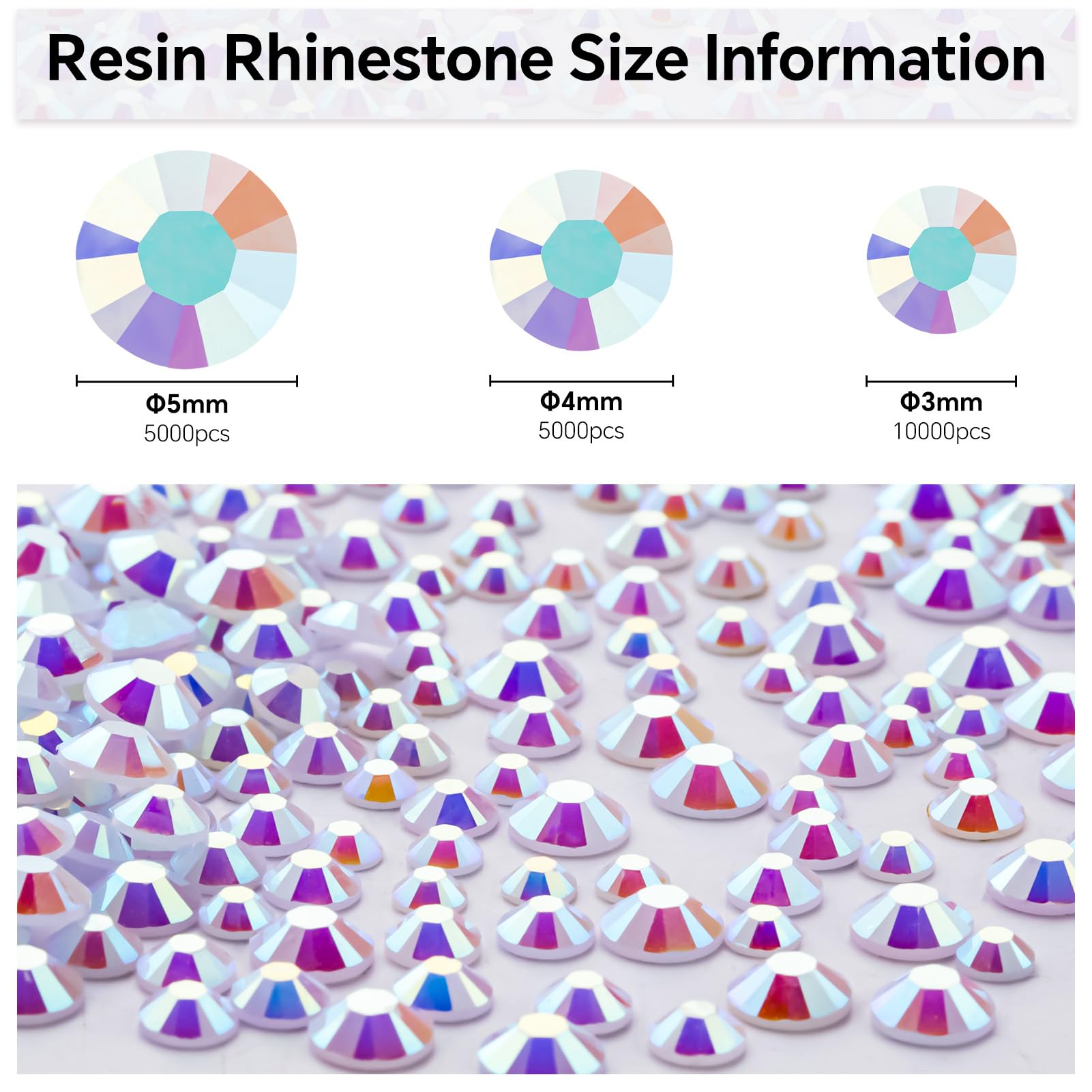 **10,000PCS White AB Rhinestones Bulk - 3mm Flat Back Round Jelly Rhinestones for Crafts, Nails, Clothes & DIY Decoration | Non-Hotfix Crystal Gems for Makeup, Tumblers, Shoes & Handmade Projects**    *(Perfect for Jewelry Making, Scrapbooking, Wedding Decor & Gift Embellishments)*