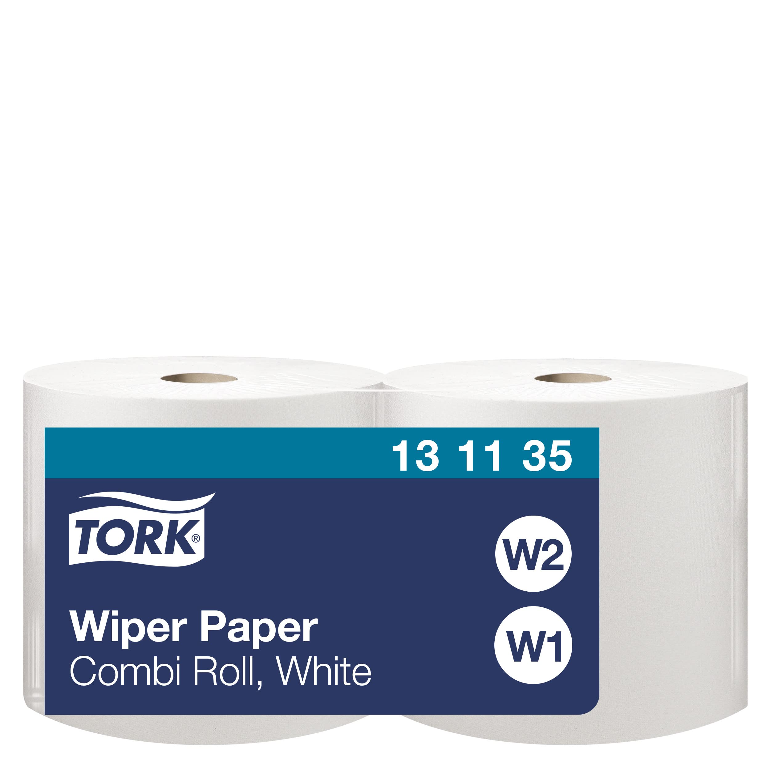 Tork 131135 White 1-Ply Absorbent Paper Roll - 2 x 460m (Ø25cm) - Compatible with Tork W1 & W2 Dispenser Systems - Ideal for Restaurants, Offices & Commercial Cleaning