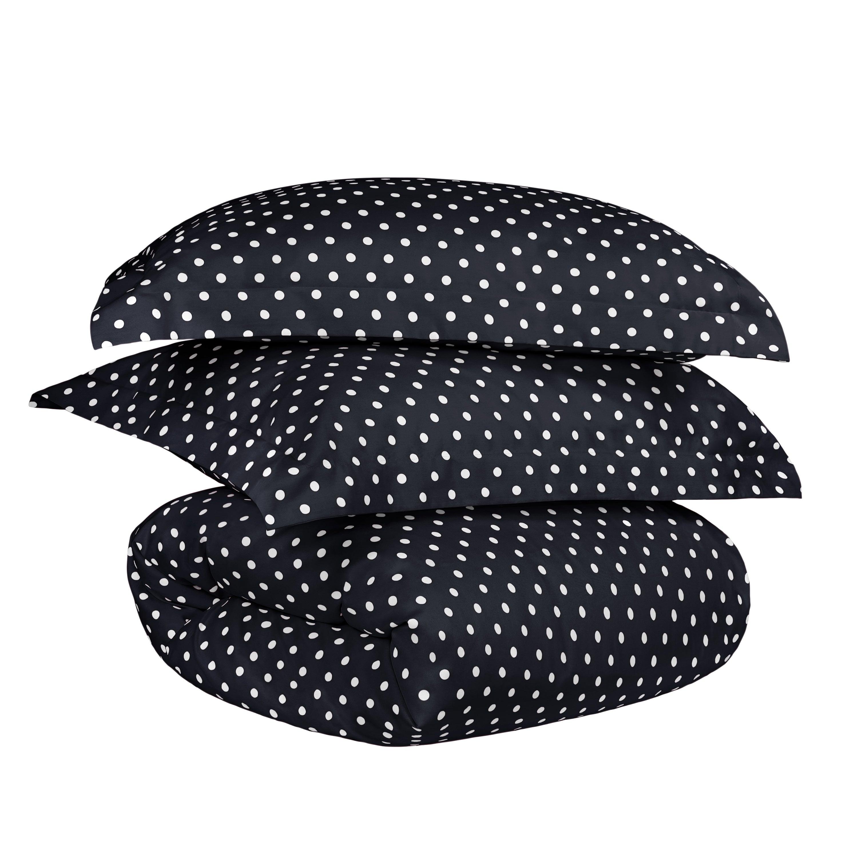 Premium 600 Thread Count Cotton Blend Polka Dot Duvet Cover Set - Soft & Breathable Bedding for Cozy Nights - Perfect for Master Bedroom, Guest Room & Dorm Decor