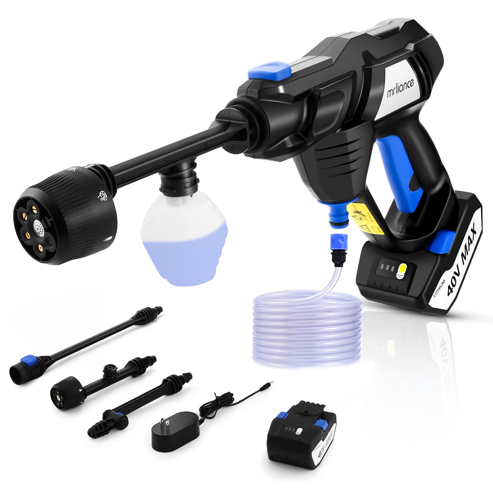Mrliance M5233 2x40V Cordless Pressure Washer with 2 Batteries & Charger - Portable Power Cleaner for Driveway, Deck, Patio, and Outdoor Cleaning