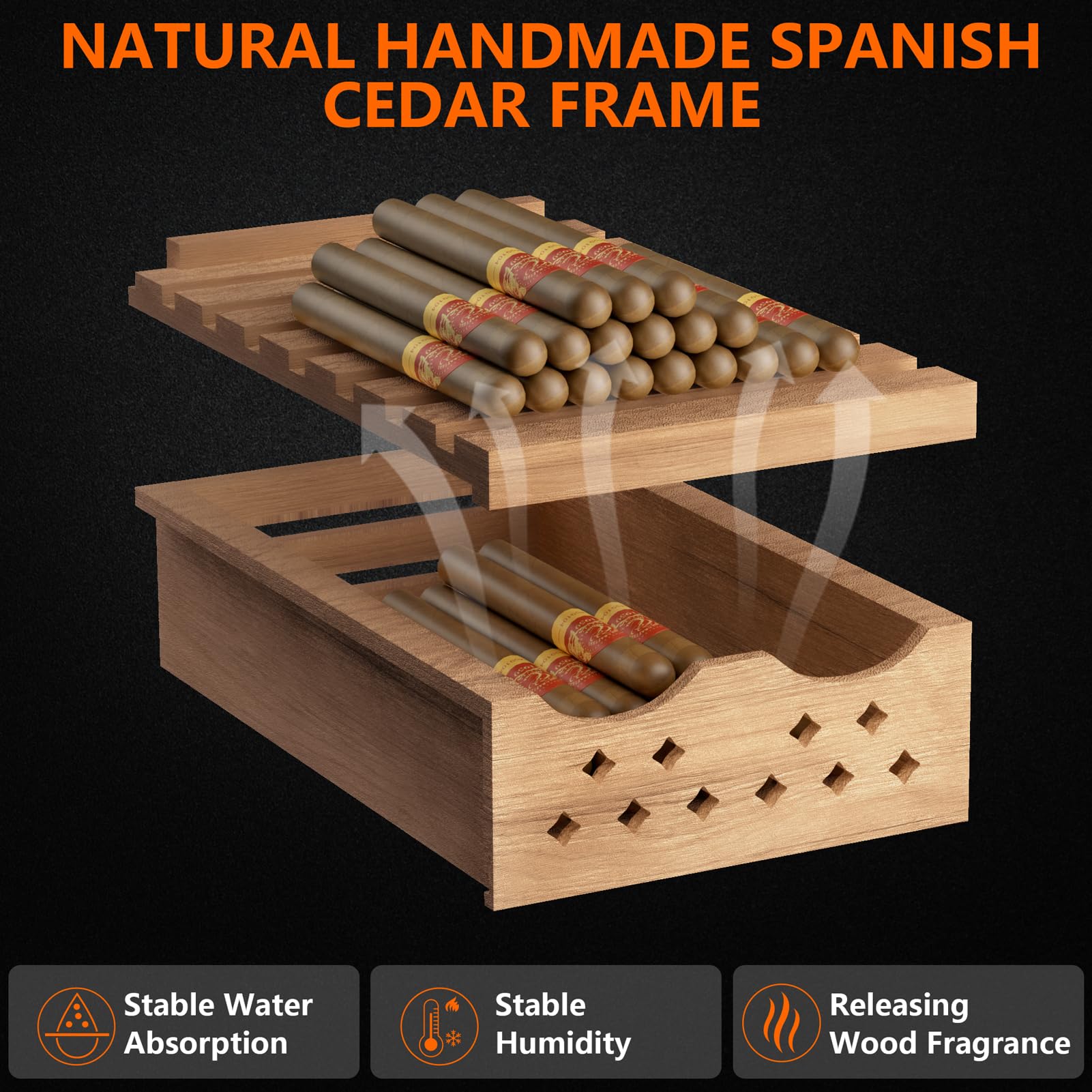 35L Electric Cigar Humidor with 3-in-1 Cooling, Heating & Humidity Control - Spanish Cedar Wood Cabinet with Digital Hygrometer - Perfect Cigar Storage for Men's Gifts & Home Bars