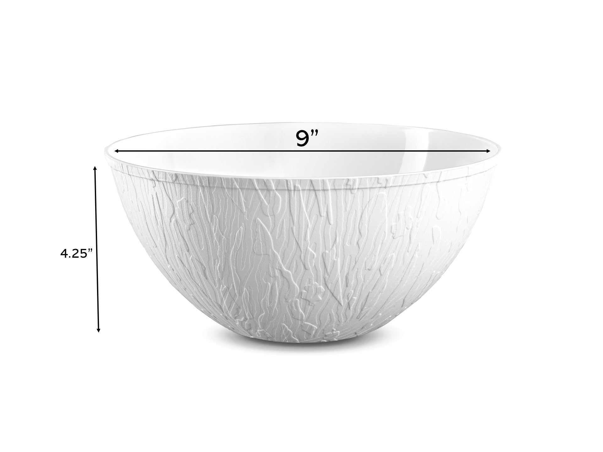 5-Pack White Plastic Salad Bowls with Wood Grain Design - Perfect for Parties, Picnics & Everyday Dining