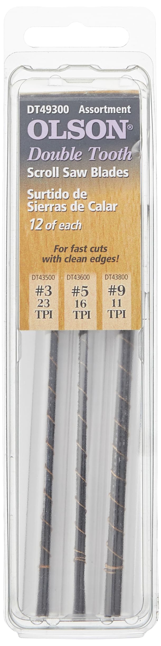 OLSON SAW DT49300 Double Tooth Scroll Saw Blade - Premium Woodworking Tool for Precision Cutting | Perfect for DIY Projects, Crafting & Home Renovations