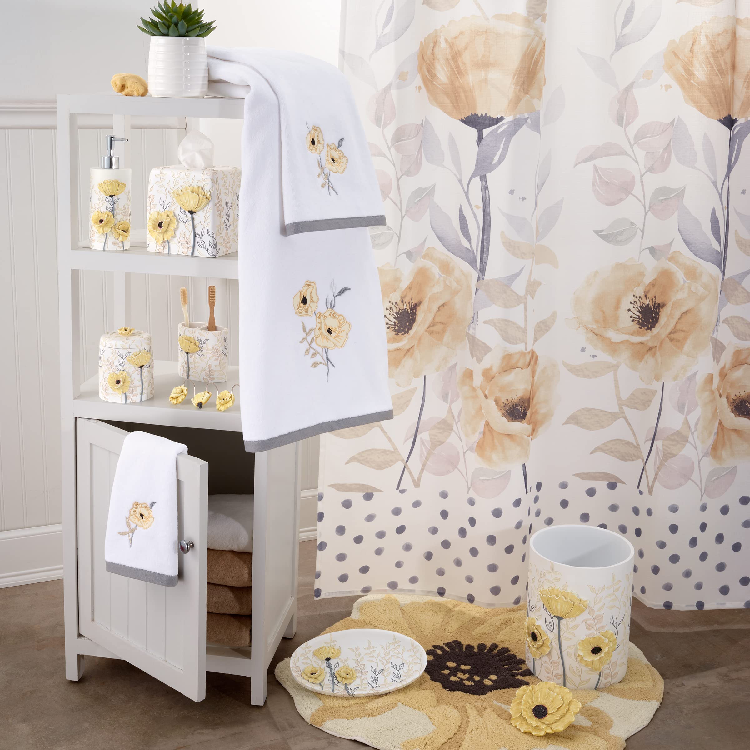 Avanti Linens Vanity Tray - Multipurpose Countertop Organizer for Jewelry & Cosmetics | Chic Bathroom Decor Accessory | Marielle Collection in Yellow | Perfect for Vanity Table, Dresser Top & Bathroom Counter Organization