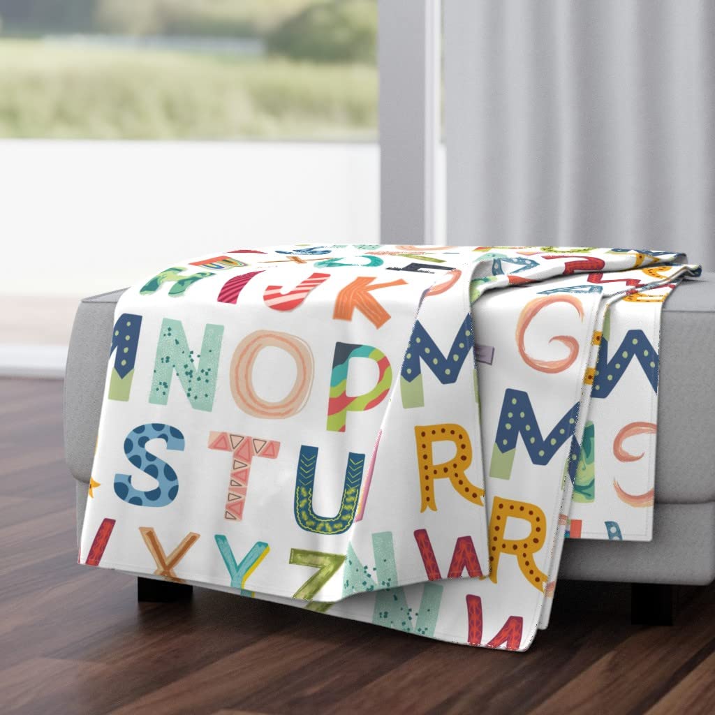 Soft Plush Minky Throw Blanket 50x70 Inches - Whimsical Letter Print for Baby Nursery & Kids Room | Cozy Blanket for Cuddling, Playtime & Nursery Decor