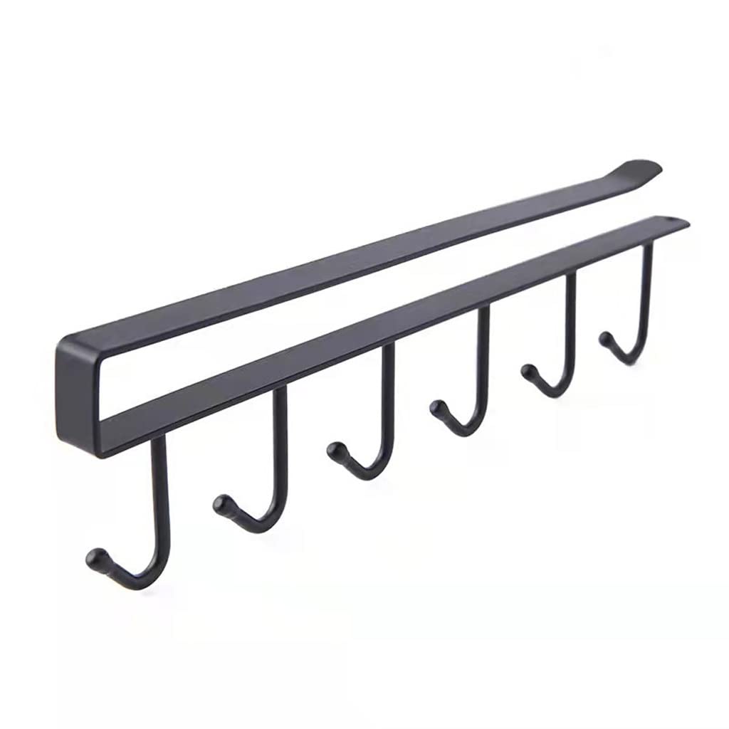 5-Pack Black Kitchen Hooks - Heavy Duty Wall Mounted Hanging Storage Rack for Organizing Mugs, Utensils, Towels & More - Perfect for Kitchen, Bathroom, Closet & Wardrobe Organization