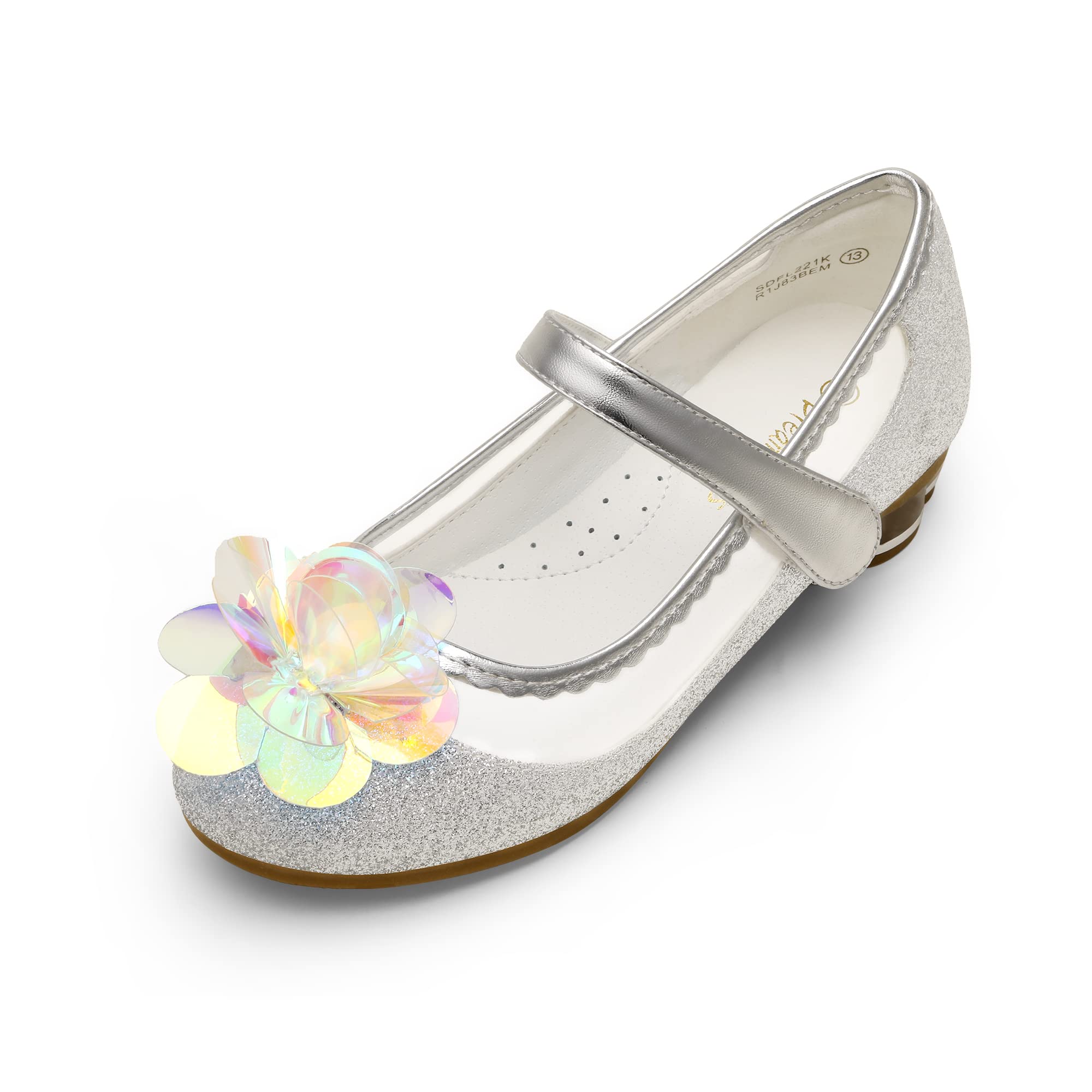 DREAM PAIRS Girls Glitter Flower Princess Dress Shoes - Low Heel Wedding Party Shoes for Kids | Perfect for Flower Girls, Birthday Parties & Special Occasions