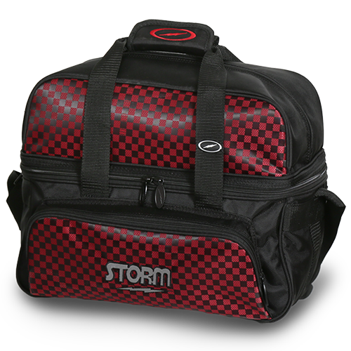 Storm 2 Ball Deluxe Bowling Tote Bag - Black/Red Checkered Design for Men & Women - Perfect for League Play, Tournaments & Practice Sessions