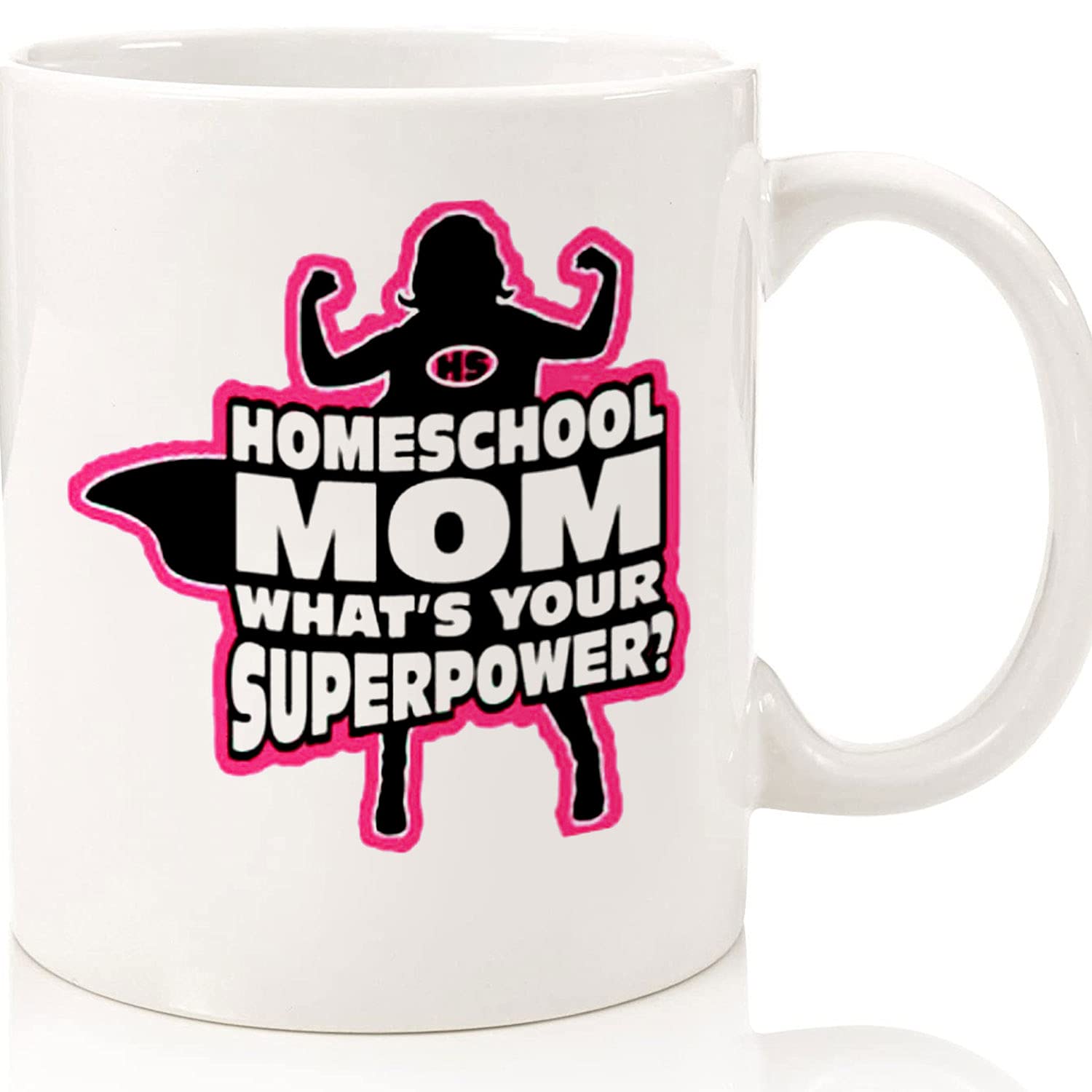 Superpower Homeschool Mom Ceramic Coffee Mug - 11oz & 15oz Novelty Tea Cup - Perfect Mothers Day, Halloween & Christmas Gift for Teachers - Great for Homeschooling, Office Use & Holiday Celebrations