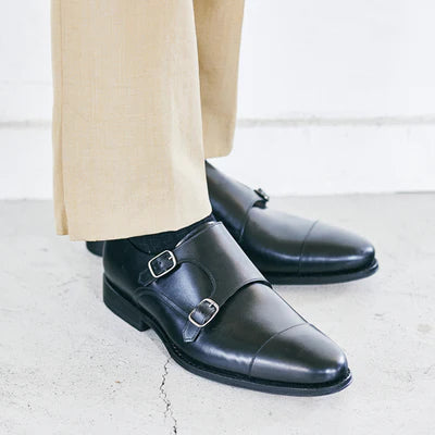 Premium Men's Double Monk Strap Dress Shoes 98374 - Classic Leather Oxfords for Business, Office & Formal Occasions