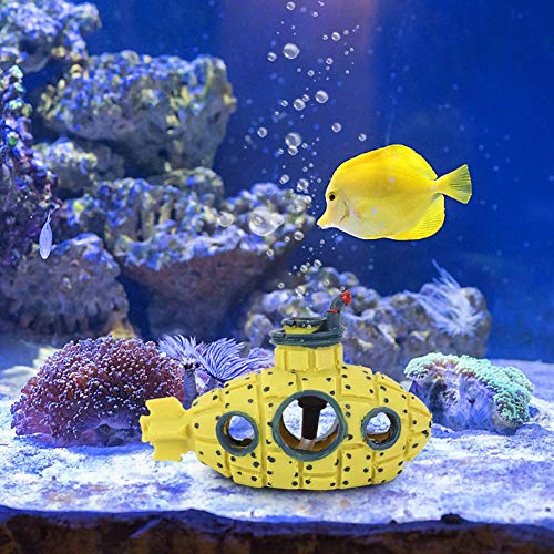 Artificial Resin Aquarium Decor - Realistic Fish Tank Bubbler & Shrimp Hiding Cave with Air Stone - Perfect for Betta Fish, Tropical Tanks & Nano Aquascaping